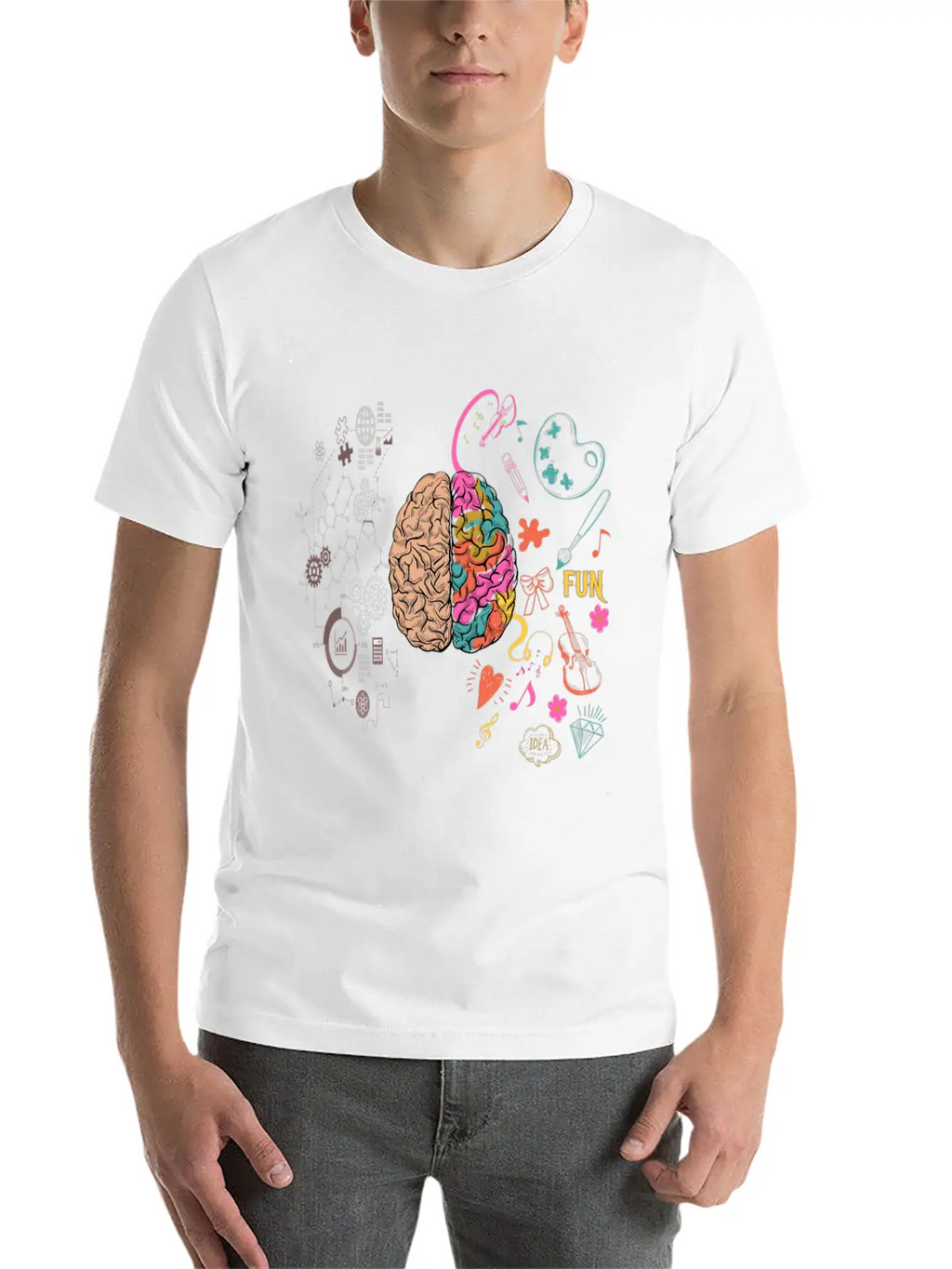 Funny Colorful Brain T-Shirt Breathable Graphic T-Shirt – Perfect For Casual Days