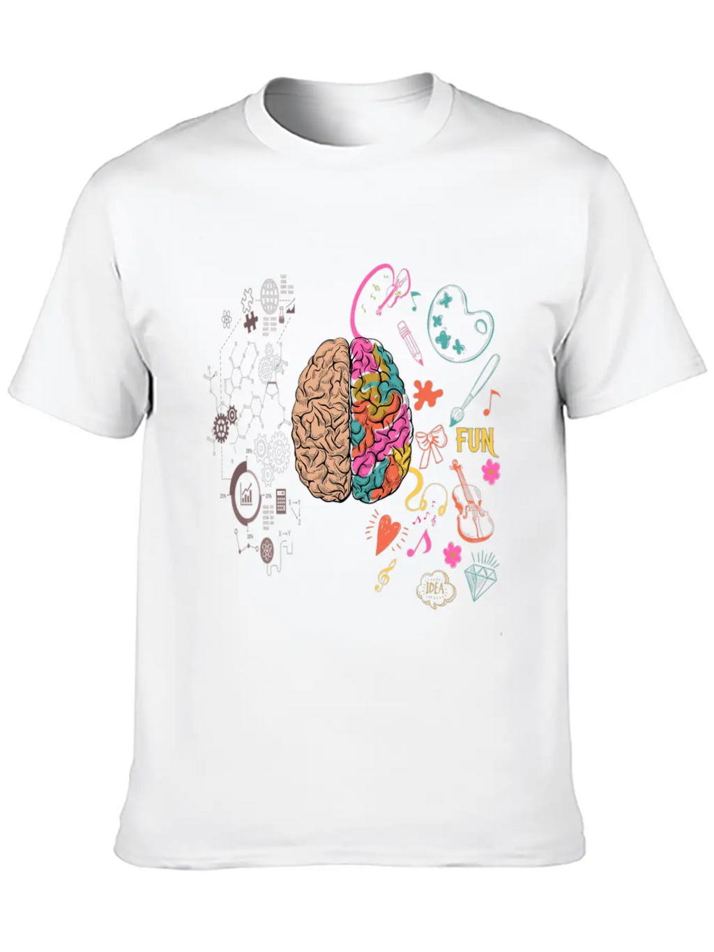 Funny Colorful Brain T-Shirt Breathable Graphic T-Shirt – Perfect For Casual Days