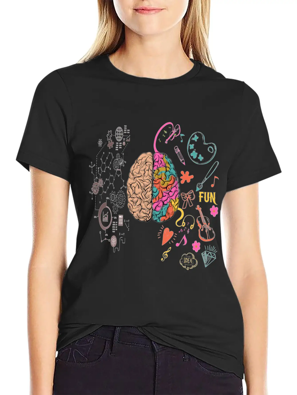 Funny Colorful Brain T-Shirt Breathable Graphic T-Shirt – Perfect For Casual Days