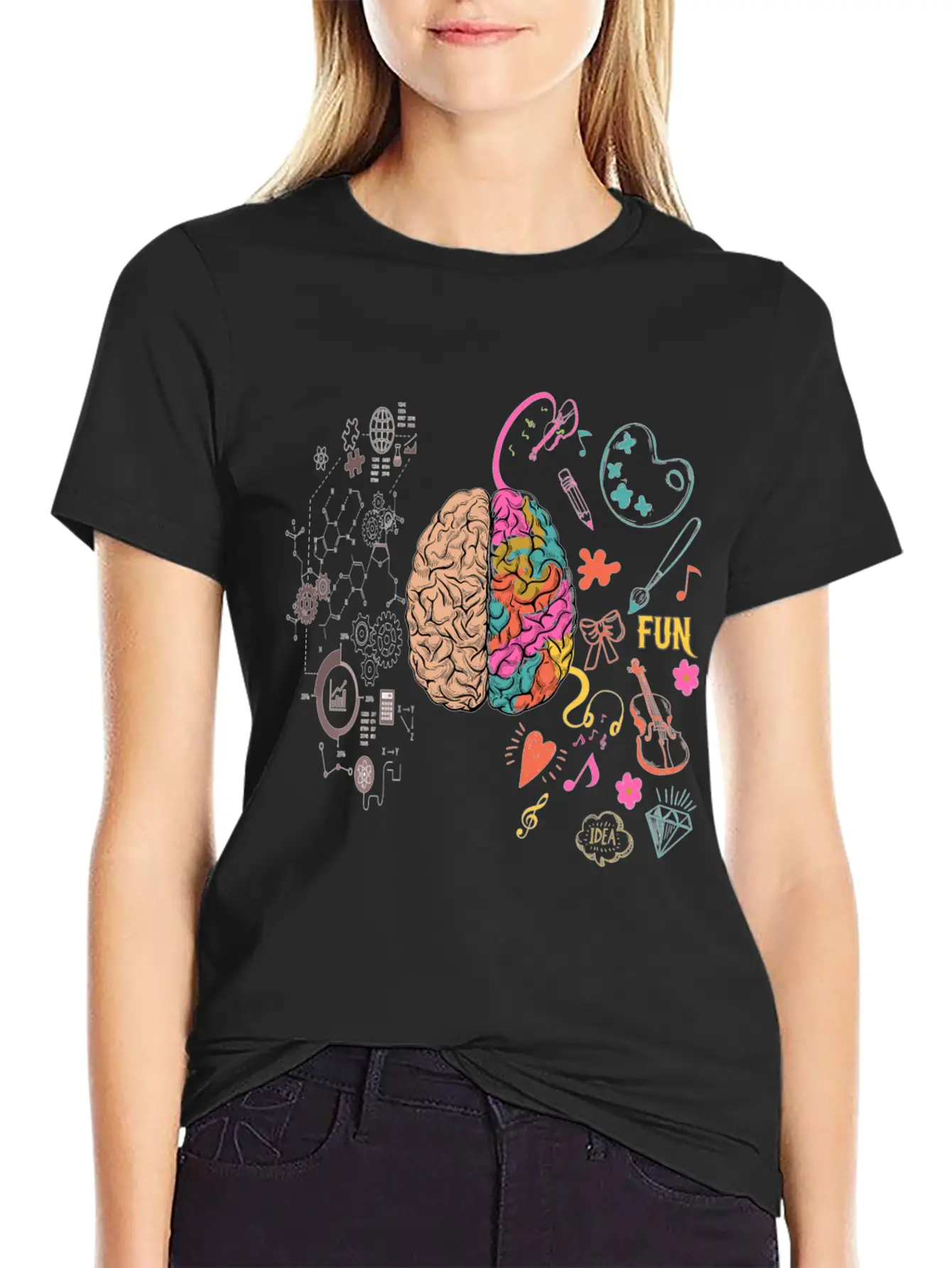 Funny Colorful Brain T-Shirt Breathable Graphic T-Shirt – Perfect For Casual Days
