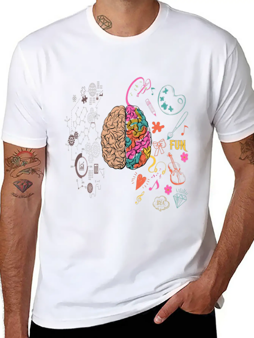 Funny Colorful Brain T-Shirt Breathable Graphic T-Shirt – Perfect For Casual Days