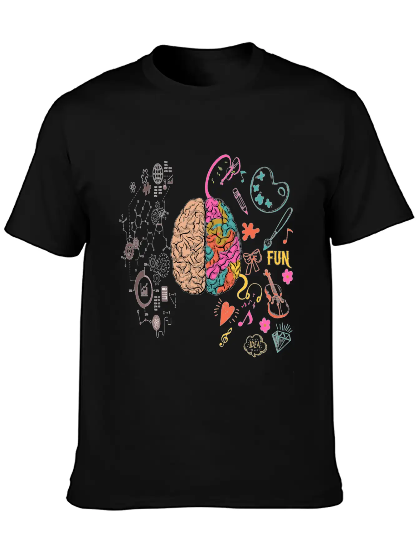 Funny Colorful Brain T-Shirt Breathable Graphic T-Shirt – Perfect For Casual Days