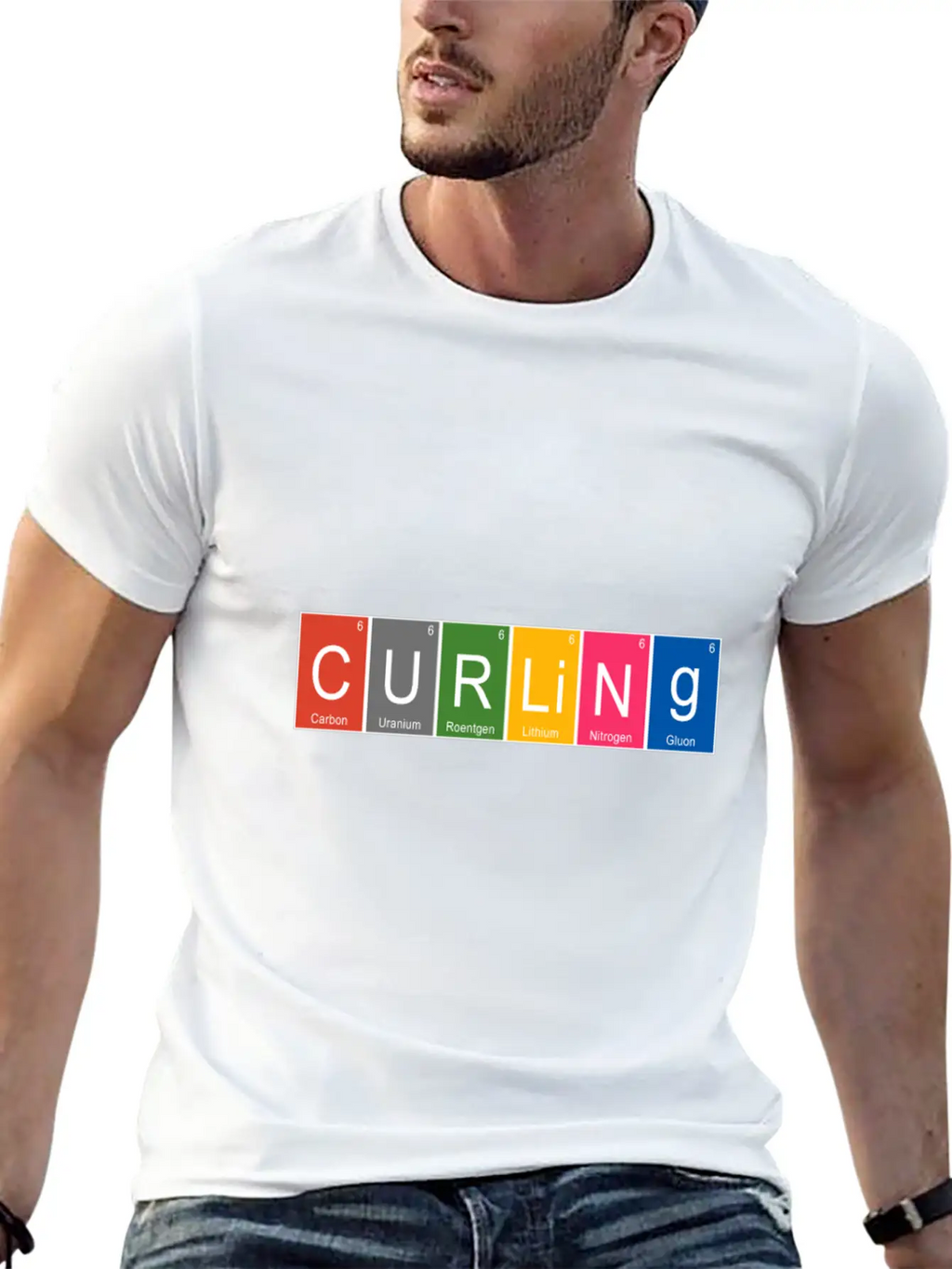 Funny Curling Periodic Elements Nerd Curling Stone Breathable Graphic T-Shirt – Perfect For Casual Days