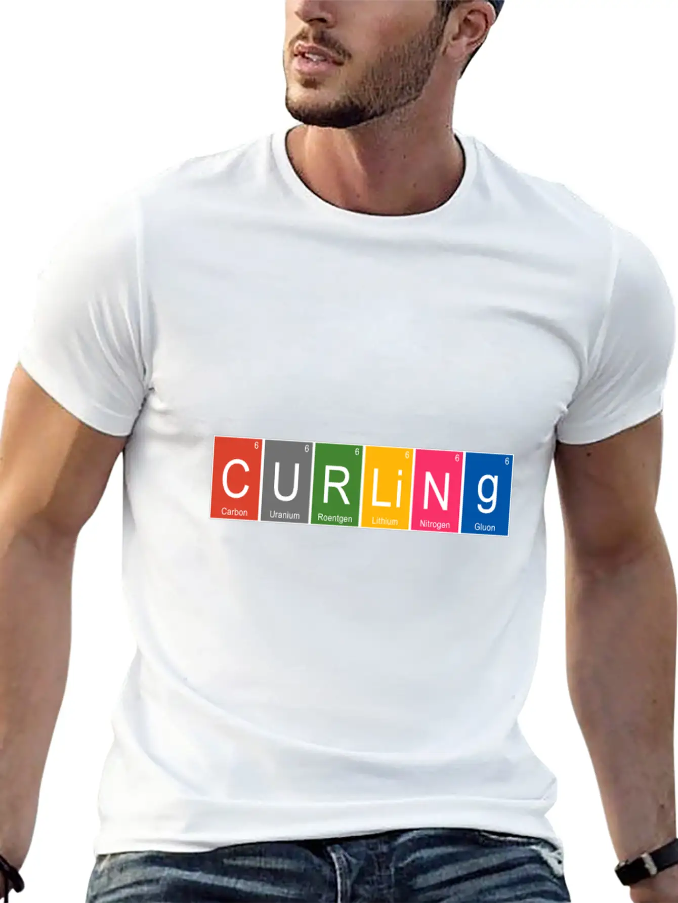 Funny Curling Periodic Elements Nerd Curling Stone Breathable Graphic T-Shirt – Perfect For Casual Days
