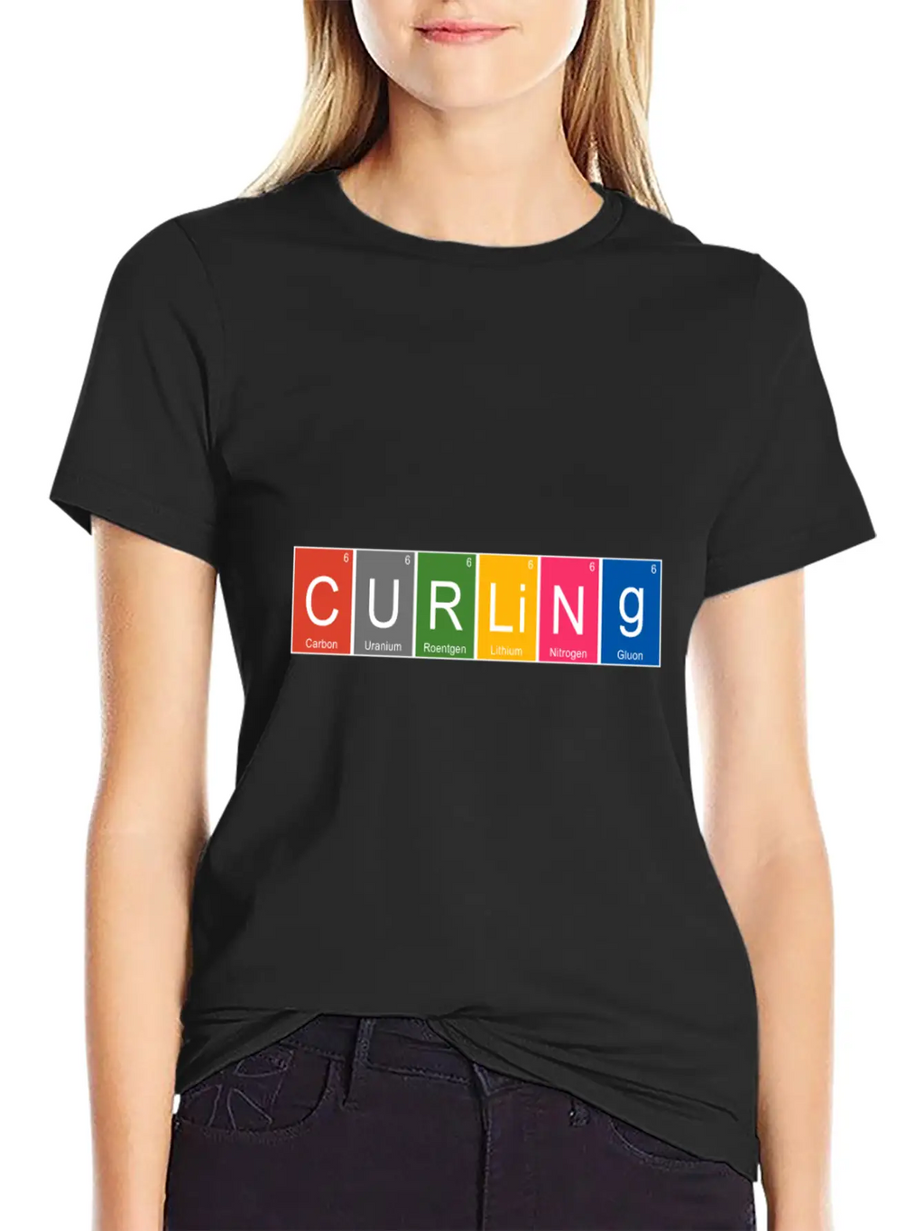Funny Curling Periodic Elements Nerd Curling Stone Breathable Graphic T-Shirt – Perfect For Casual Days