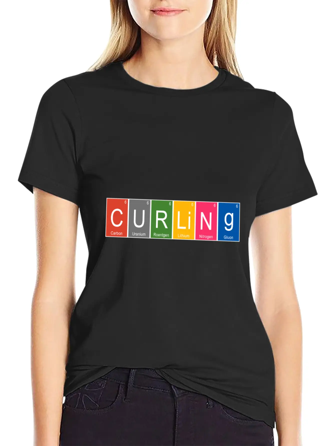 Funny Curling Periodic Elements Nerd Curling Stone Breathable Graphic T-Shirt – Perfect For Casual Days