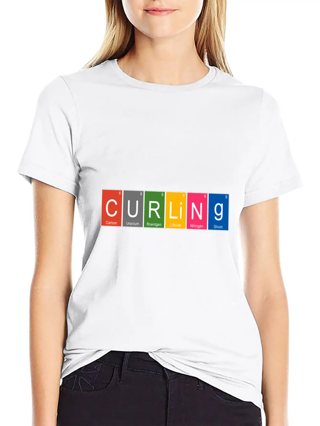 Funny Curling Periodic Elements Nerd Curling Stone Breathable Graphic T-Shirt – Perfect For Casual Days