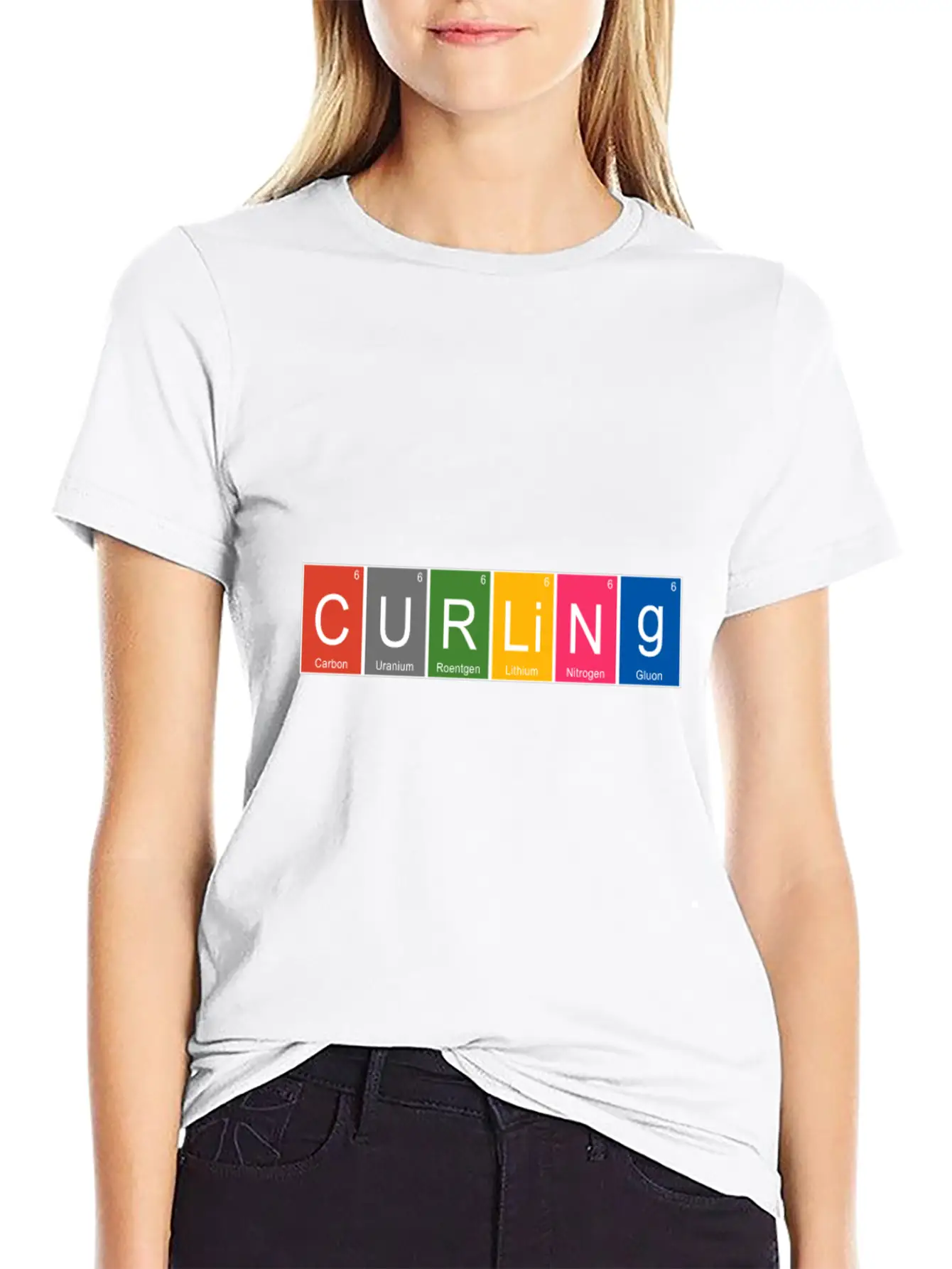 Funny Curling Periodic Elements Nerd Curling Stone Breathable Graphic T-Shirt – Perfect For Casual Days