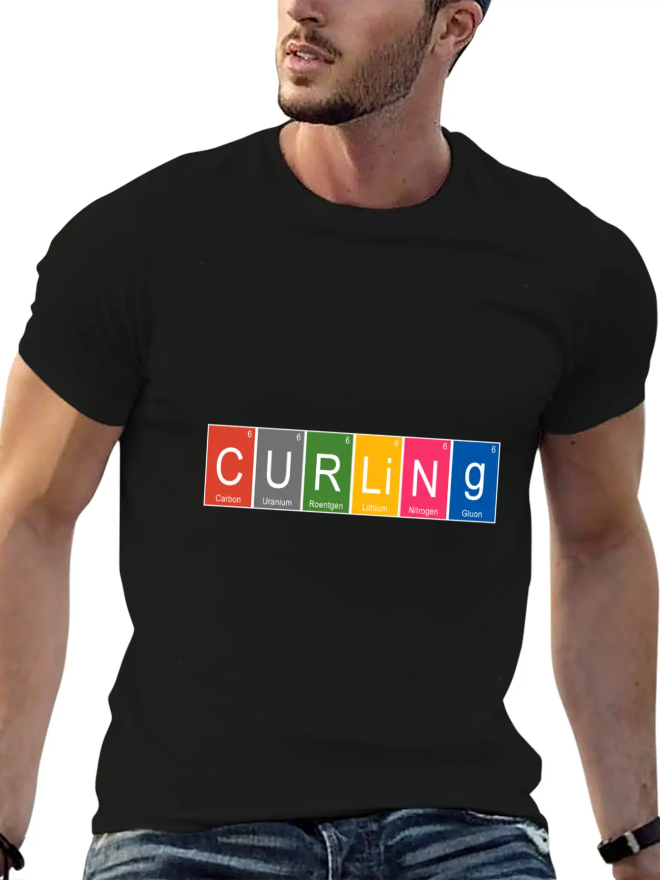 Funny Curling Periodic Elements Nerd Curling Stone Breathable Graphic T-Shirt – Perfect For Casual Days
