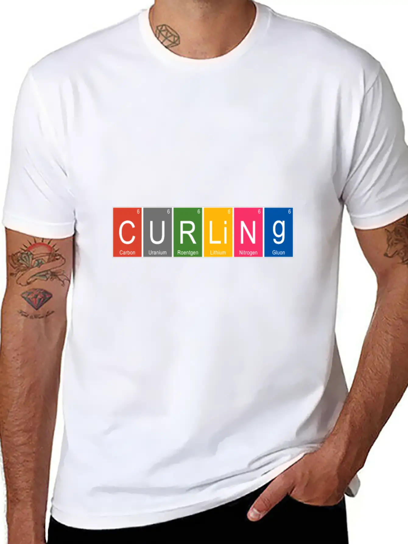 Funny Curling Periodic Elements Nerd Curling Stone Breathable Graphic T-Shirt – Perfect For Casual Days