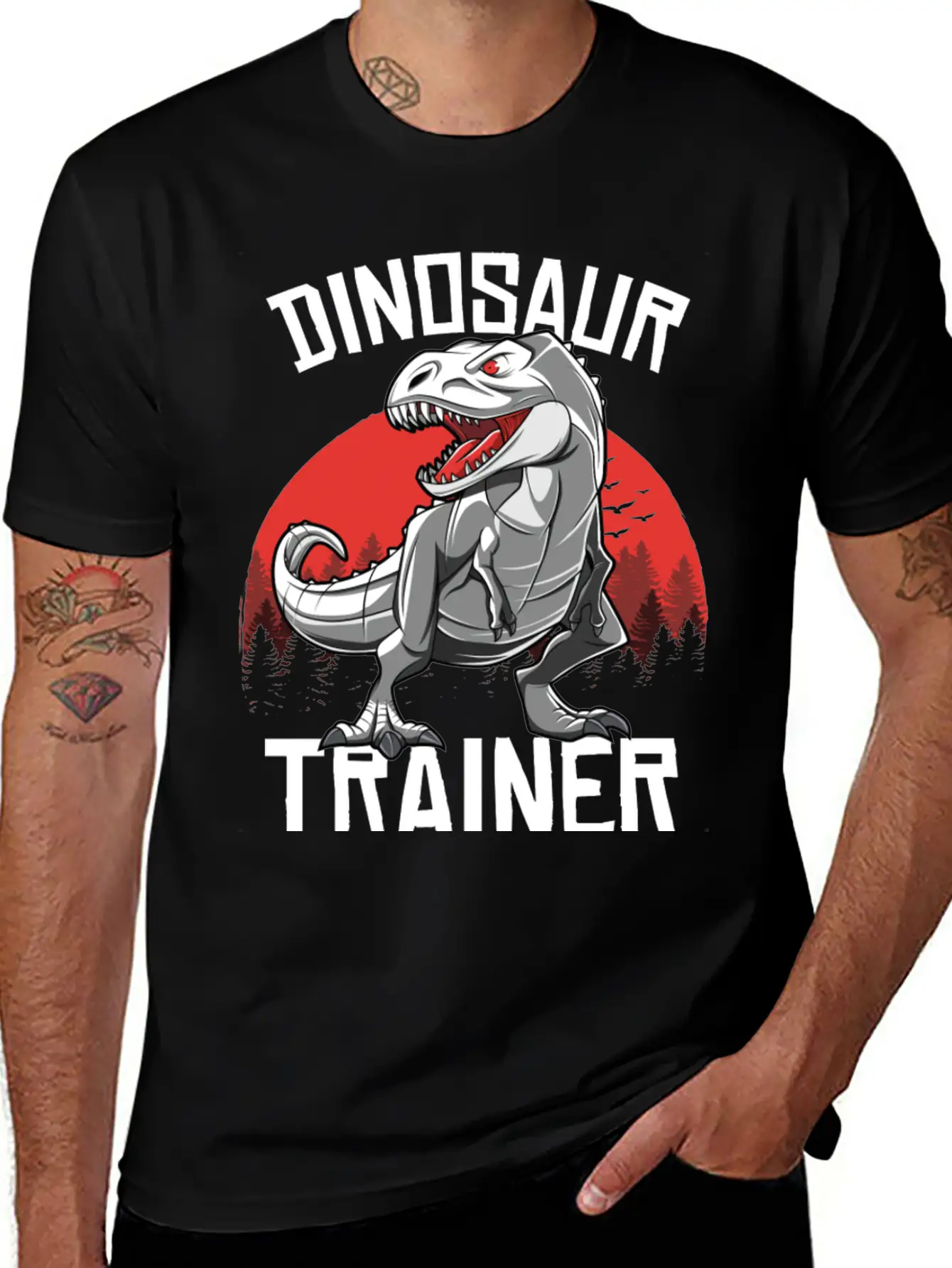 Funny Dinosaur T Rex Trainer Halloween Costume Breathable Soft Cotton T-Shirt – Timeless Casual Look