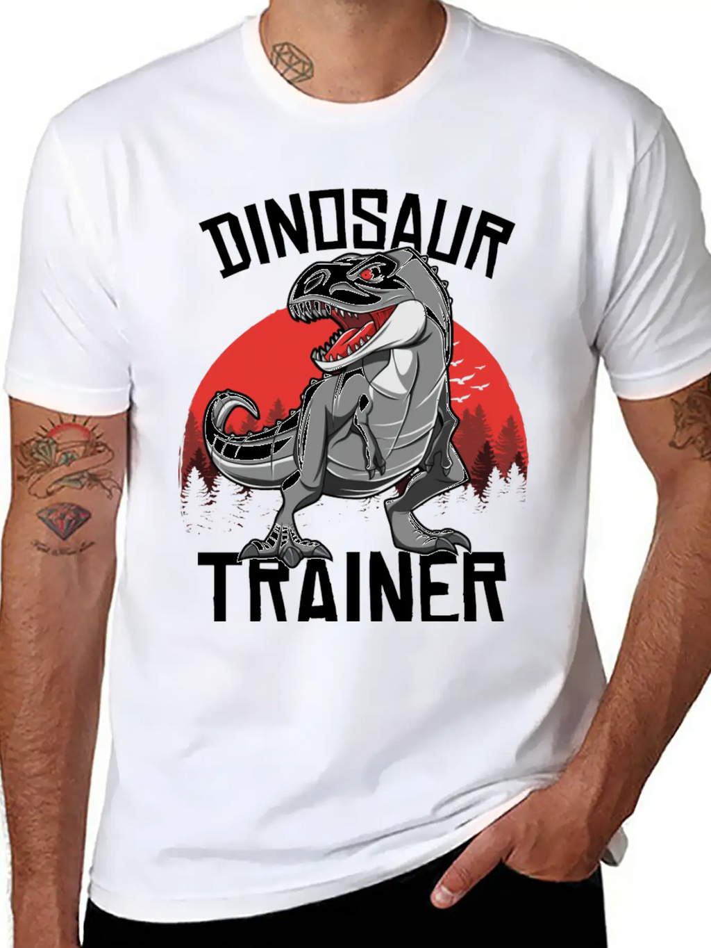Funny Dinosaur T Rex Trainer Halloween Costume Breathable Soft Cotton T-Shirt – Timeless Casual Look