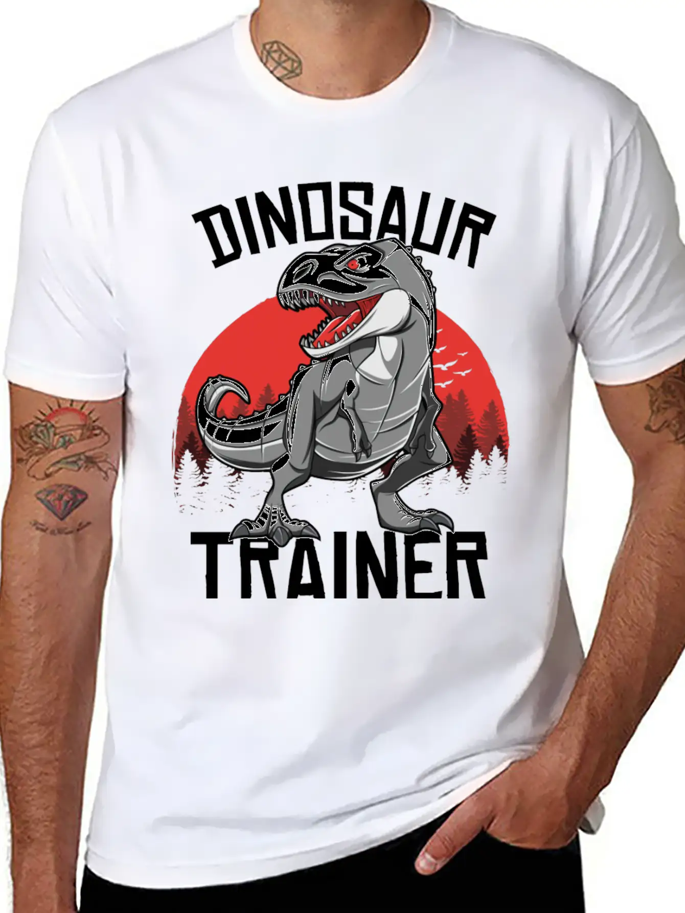 Funny Dinosaur T Rex Trainer Halloween Costume Breathable Soft Cotton T-Shirt – Timeless Casual Look