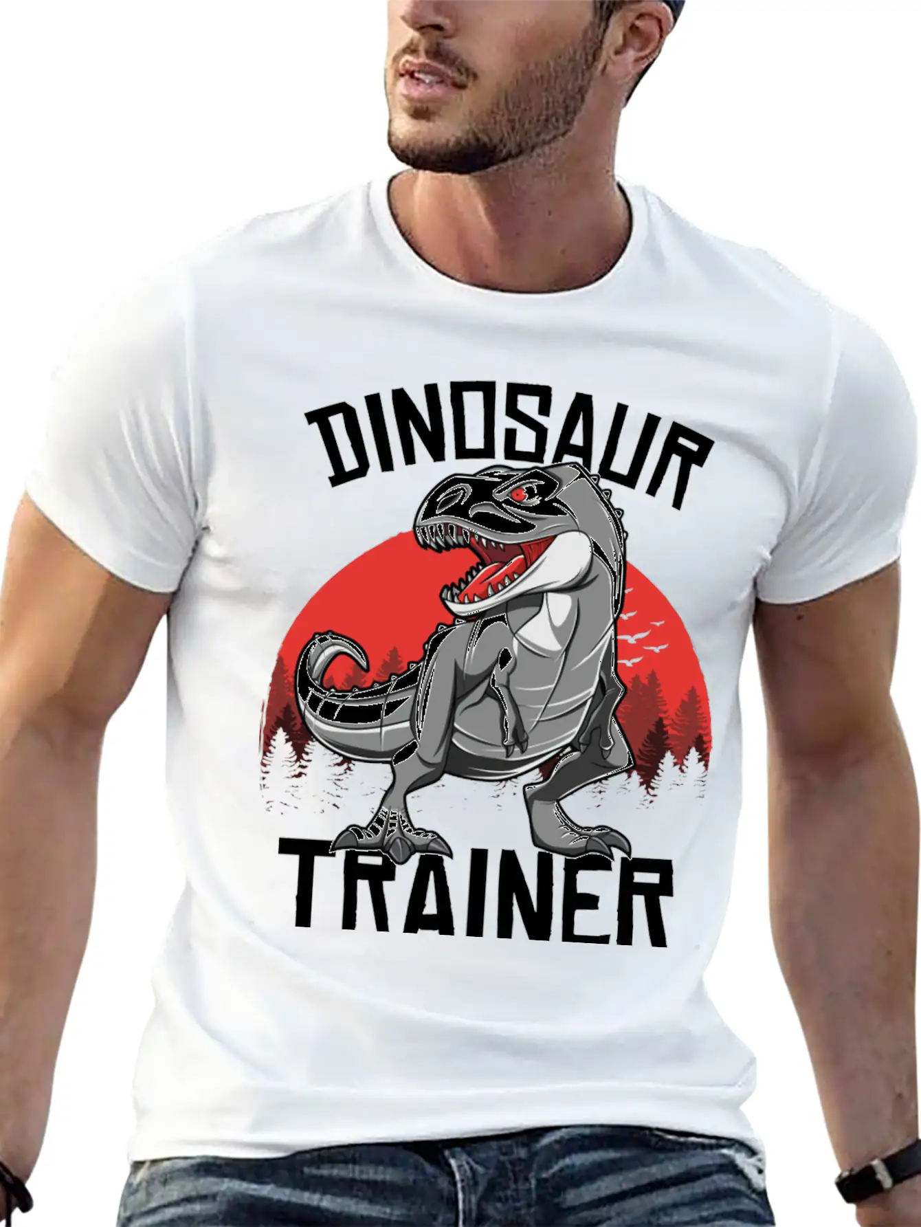 Funny Dinosaur T Rex Trainer Halloween Costume Breathable Soft Cotton T-Shirt – Timeless Casual Look