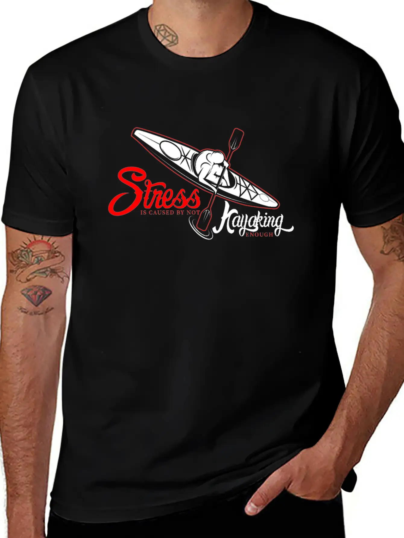 Funny Gift - Cool Stress Is Caused By Not Kayaking Stylish Everyday T-Shirt – Unisex Basic Cotton Tee