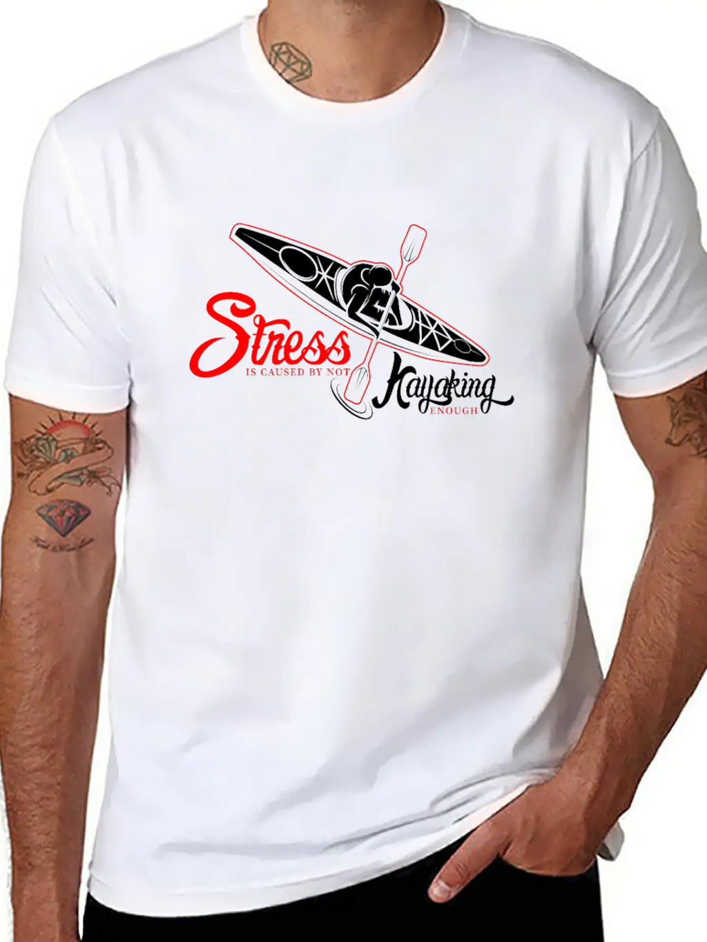 Funny Gift - Cool Stress Is Caused By Not Kayaking Stylish Everyday T-Shirt – Unisex Basic Cotton Tee