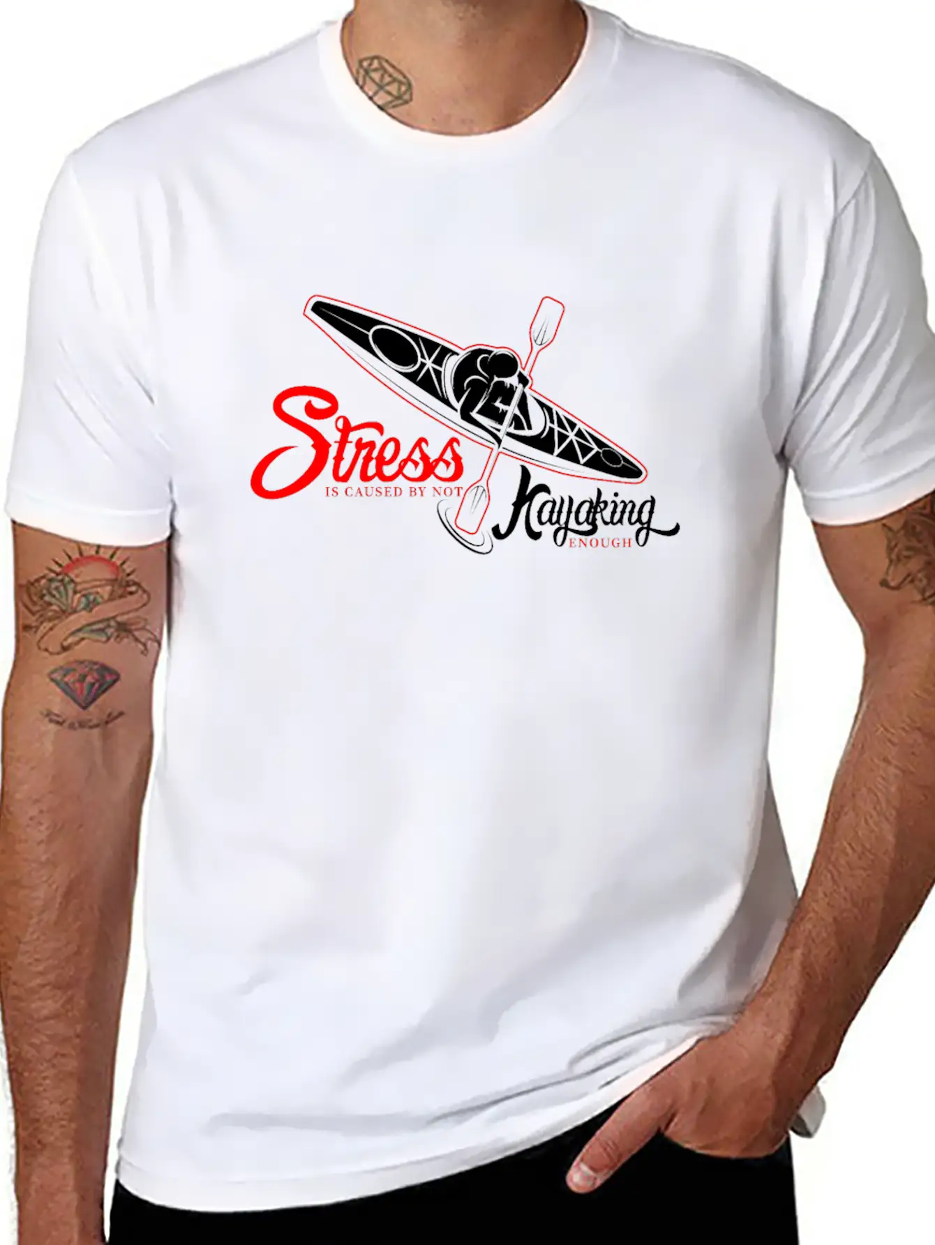 Funny Gift - Cool Stress Is Caused By Not Kayaking Stylish Everyday T-Shirt – Unisex Basic Cotton Tee