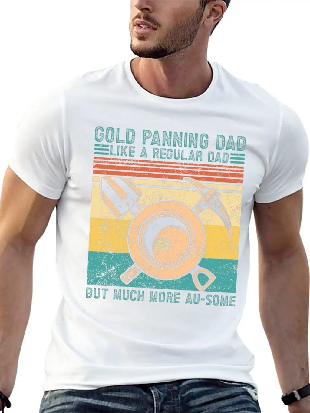 Funny Gold Panning Gold Prospectors Gold Miner Dig Basic Graphic T-Shirt – Daily Comfort In Soft Cotton