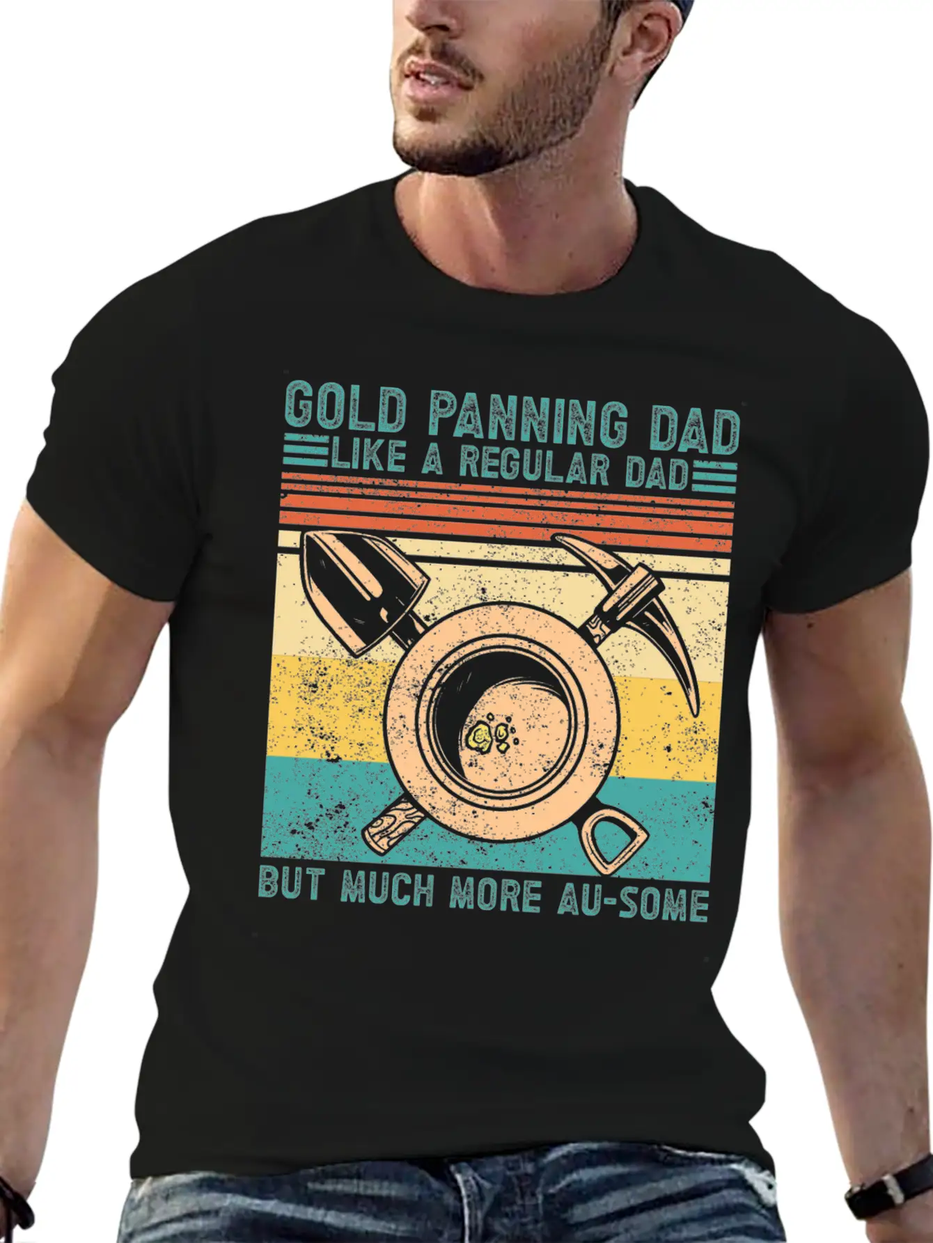Funny Gold Panning Gold Prospectors Gold Miner Dig Basic Graphic T-Shirt – Daily Comfort In Soft Cotton