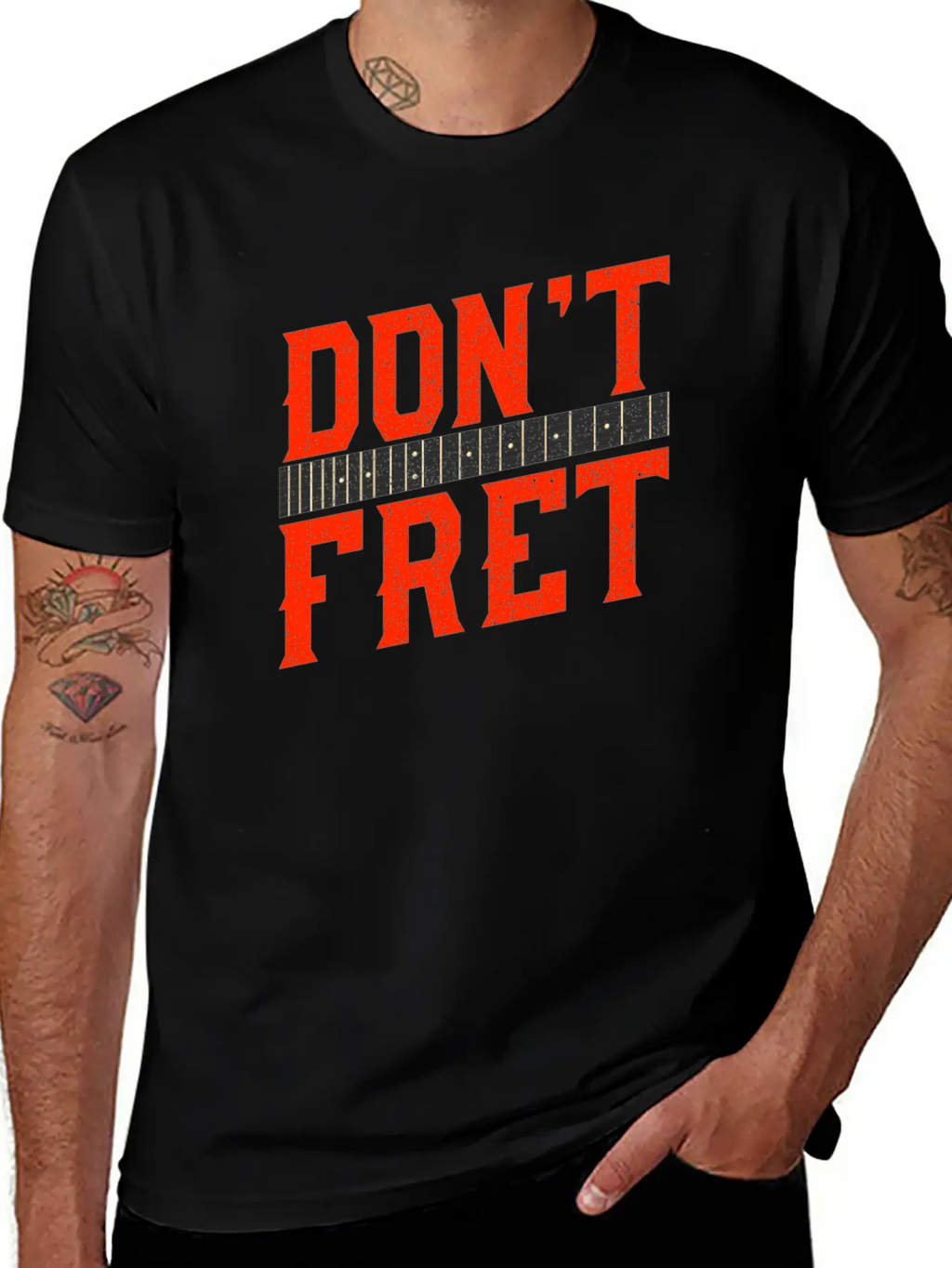 Funny Guitar Don't Fret Vintage Music Gift Unisex Casual T-Shirt – Clean Design For Daily Comfort