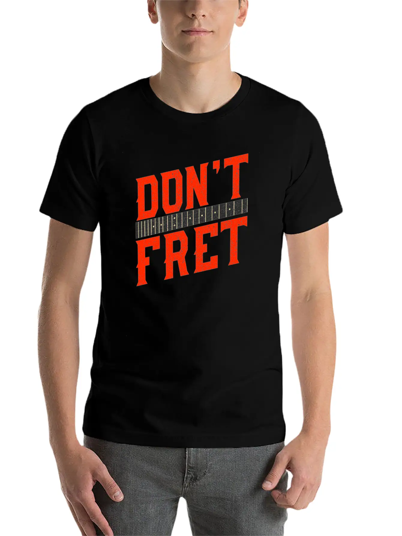 Funny Guitar Don't Fret Vintage Music Gift Unisex Casual T-Shirt – Clean Design For Daily Comfort