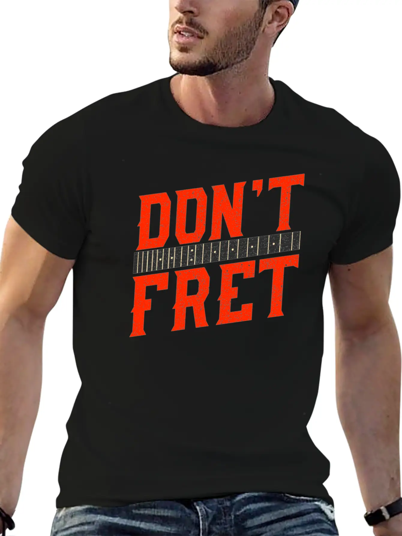 Funny Guitar Don't Fret Vintage Music Gift Unisex Casual T-Shirt – Clean Design For Daily Comfort