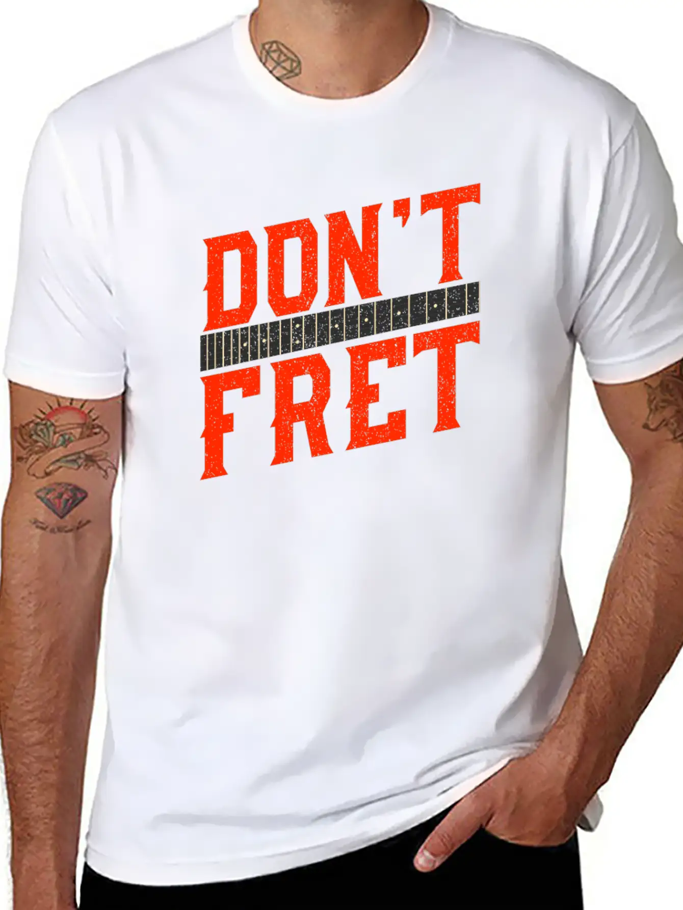 Funny Guitar Don't Fret Vintage Music Gift Unisex Casual T-Shirt – Clean Design For Daily Comfort