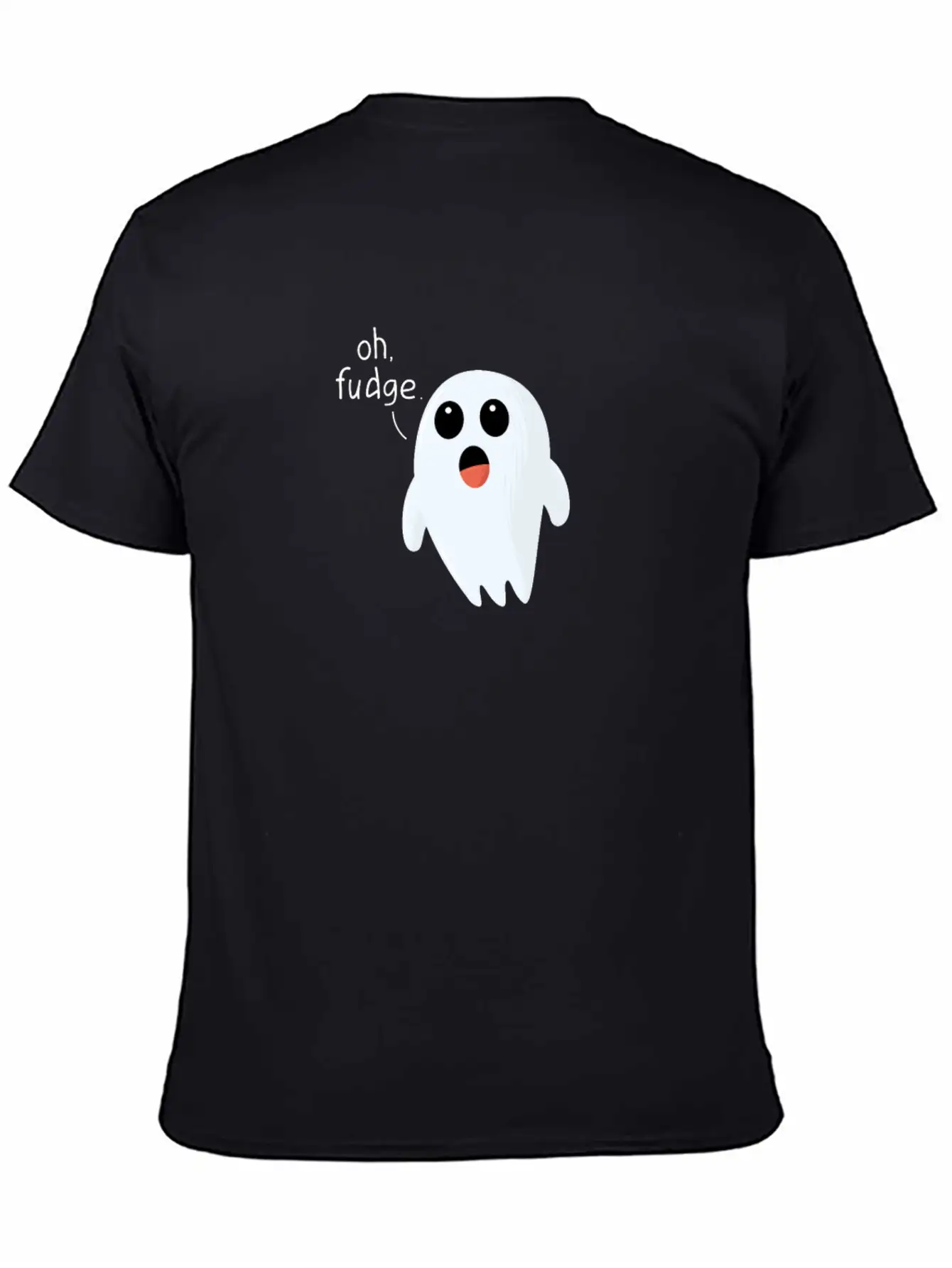 Funny Halloween Print Ghost - Oh Fudge Cute Joke Basic Graphic T-Shirt – Daily Comfort In Soft Cotton