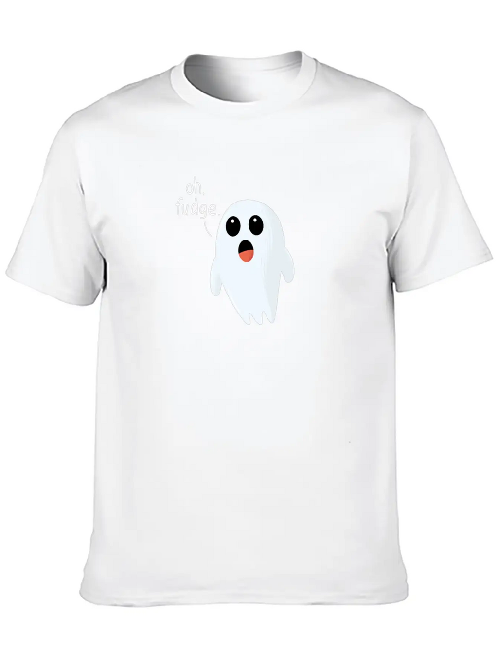 Funny Halloween Print Ghost - Oh Fudge Cute Joke Basic Graphic T-Shirt – Daily Comfort In Soft Cotton