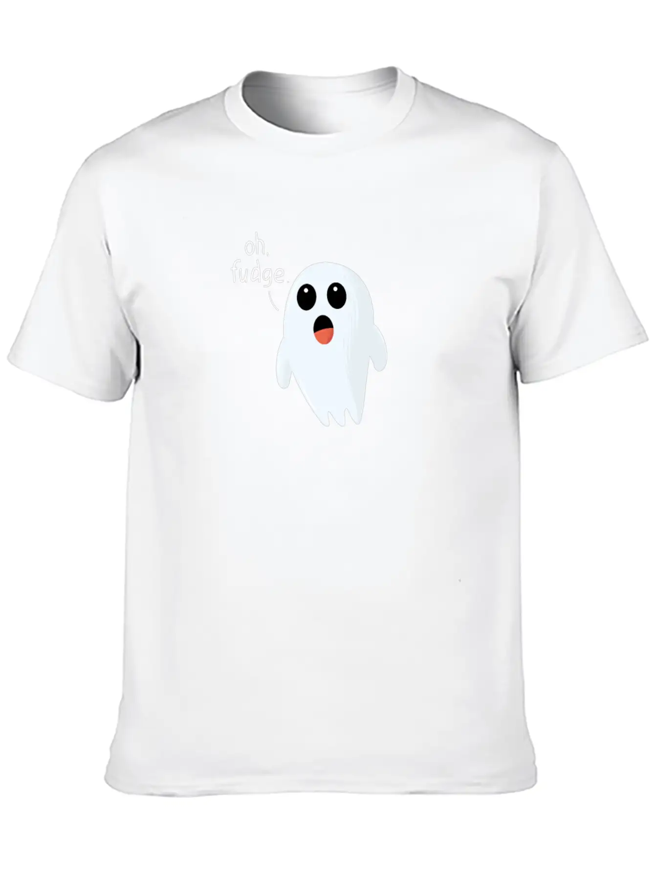 Funny Halloween Print Ghost - Oh Fudge Cute Joke Basic Graphic T-Shirt – Daily Comfort In Soft Cotton