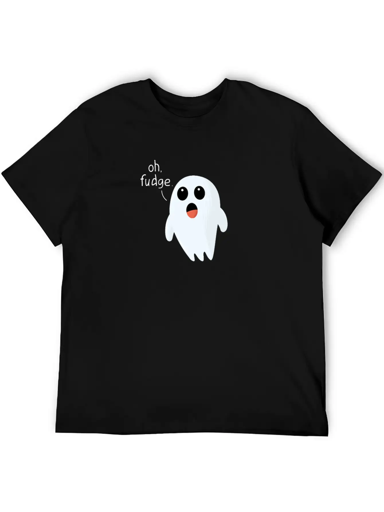 Funny Halloween Print Ghost - Oh Fudge Cute Joke Basic Graphic T-Shirt – Daily Comfort In Soft Cotton