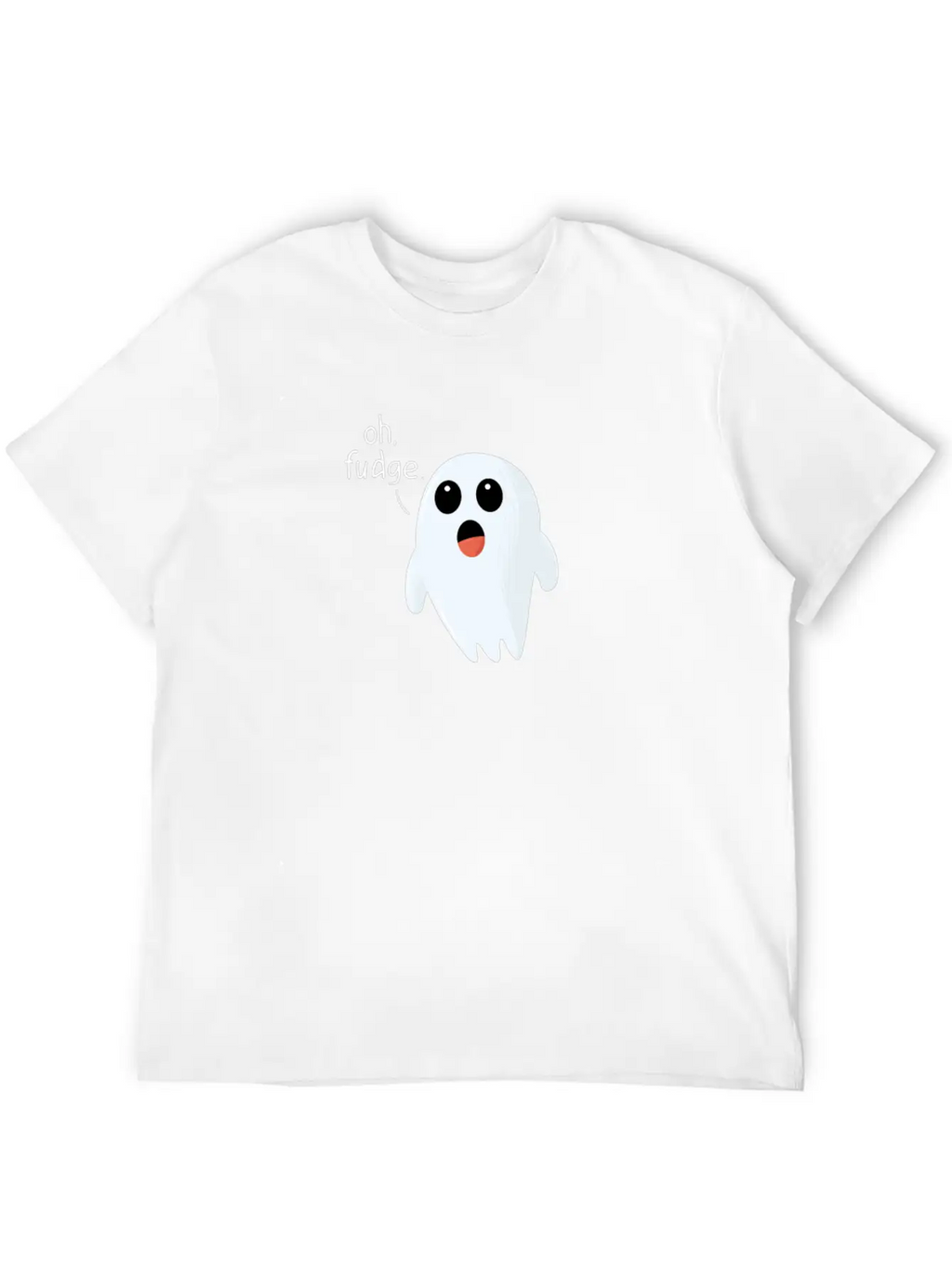 Funny Halloween Print Ghost - Oh Fudge Cute Joke Basic Graphic T-Shirt – Daily Comfort In Soft Cotton