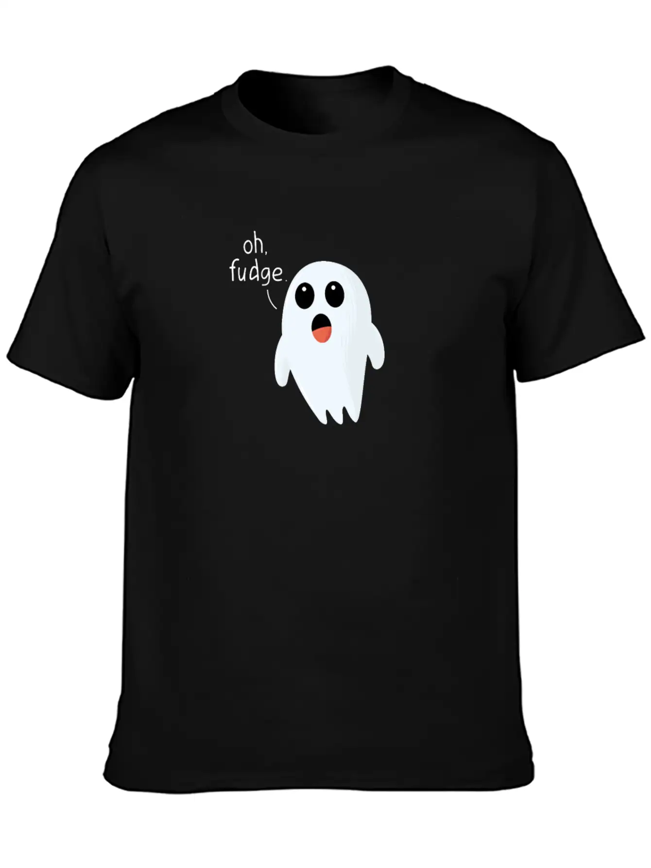 Funny Halloween Print Ghost - Oh Fudge Cute Joke Basic Graphic T-Shirt – Daily Comfort In Soft Cotton