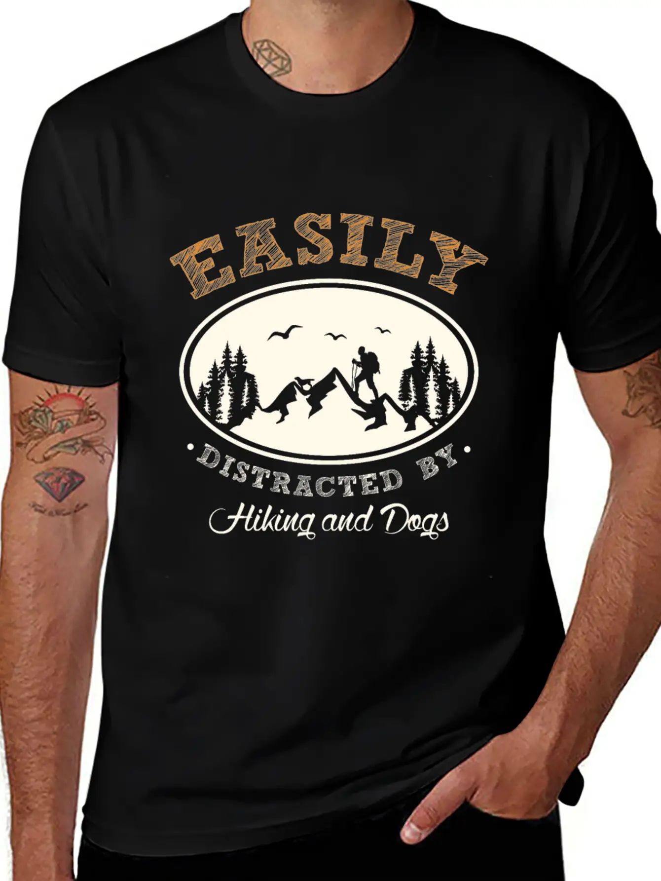Funny Hiking Hiking With Dog Timeless Short Sleeve Tee – Comfy And Minimalist Design