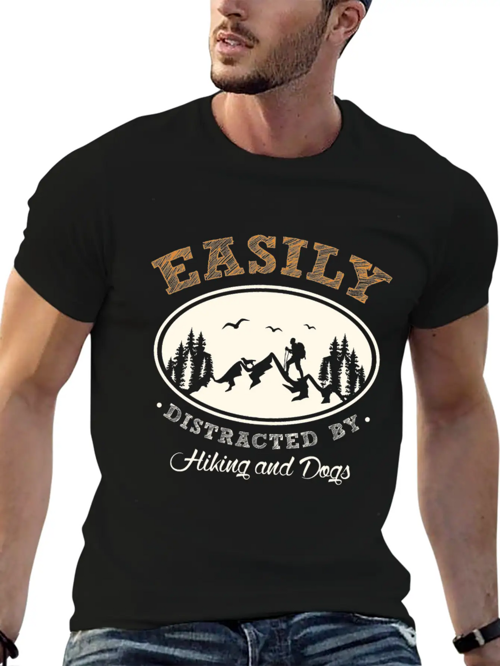 Funny Hiking Hiking With Dog Timeless Short Sleeve Tee – Comfy And Minimalist Design