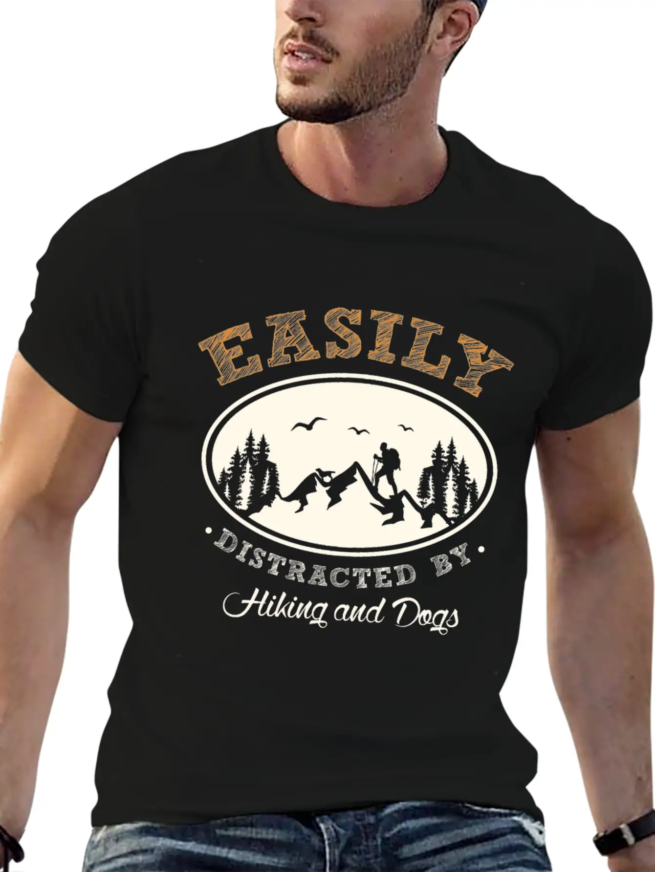Funny Hiking Hiking With Dog Timeless Short Sleeve Tee – Comfy And Minimalist Design