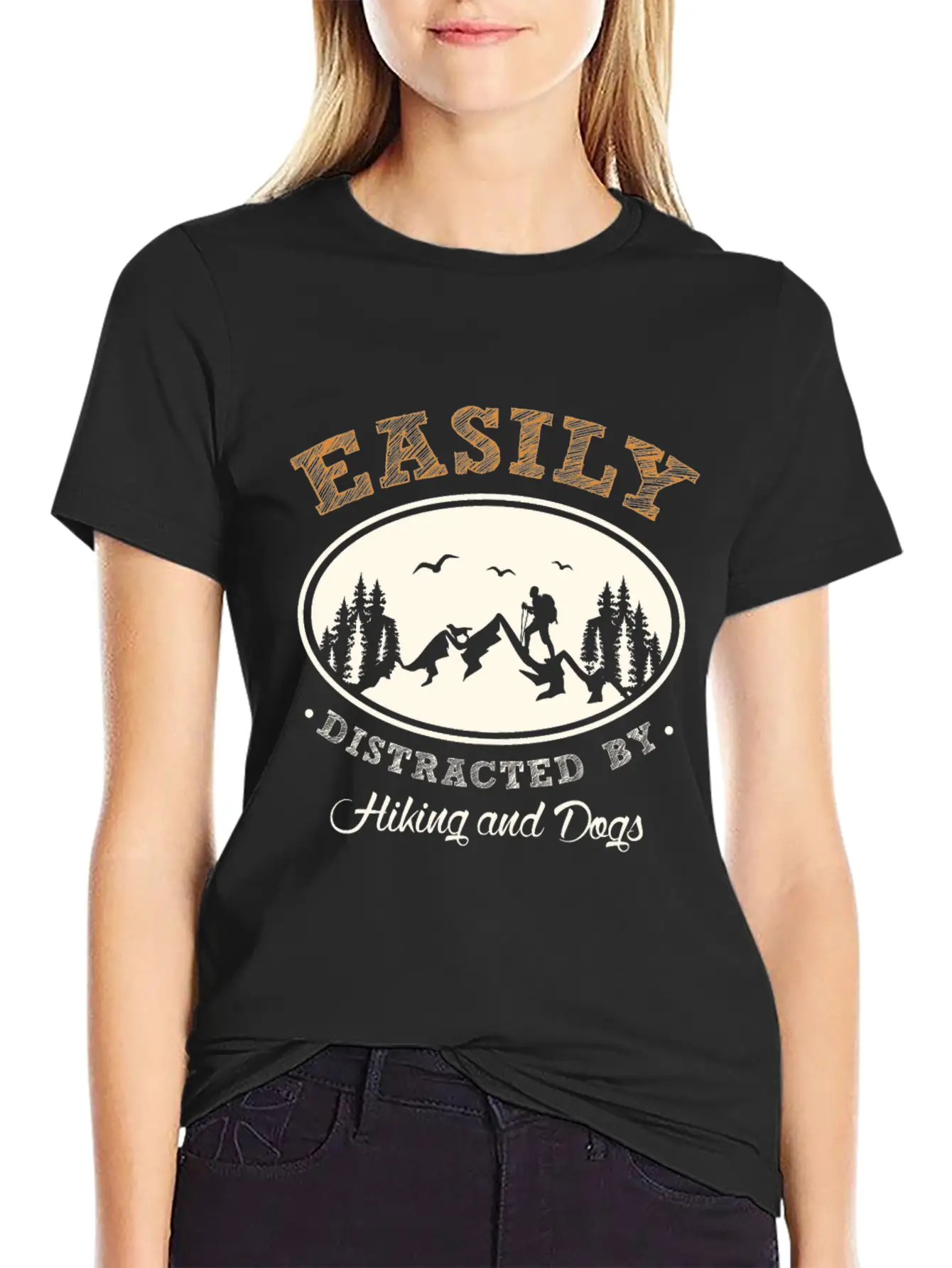 Funny Hiking Hiking With Dog Timeless Short Sleeve Tee – Comfy And Minimalist Design