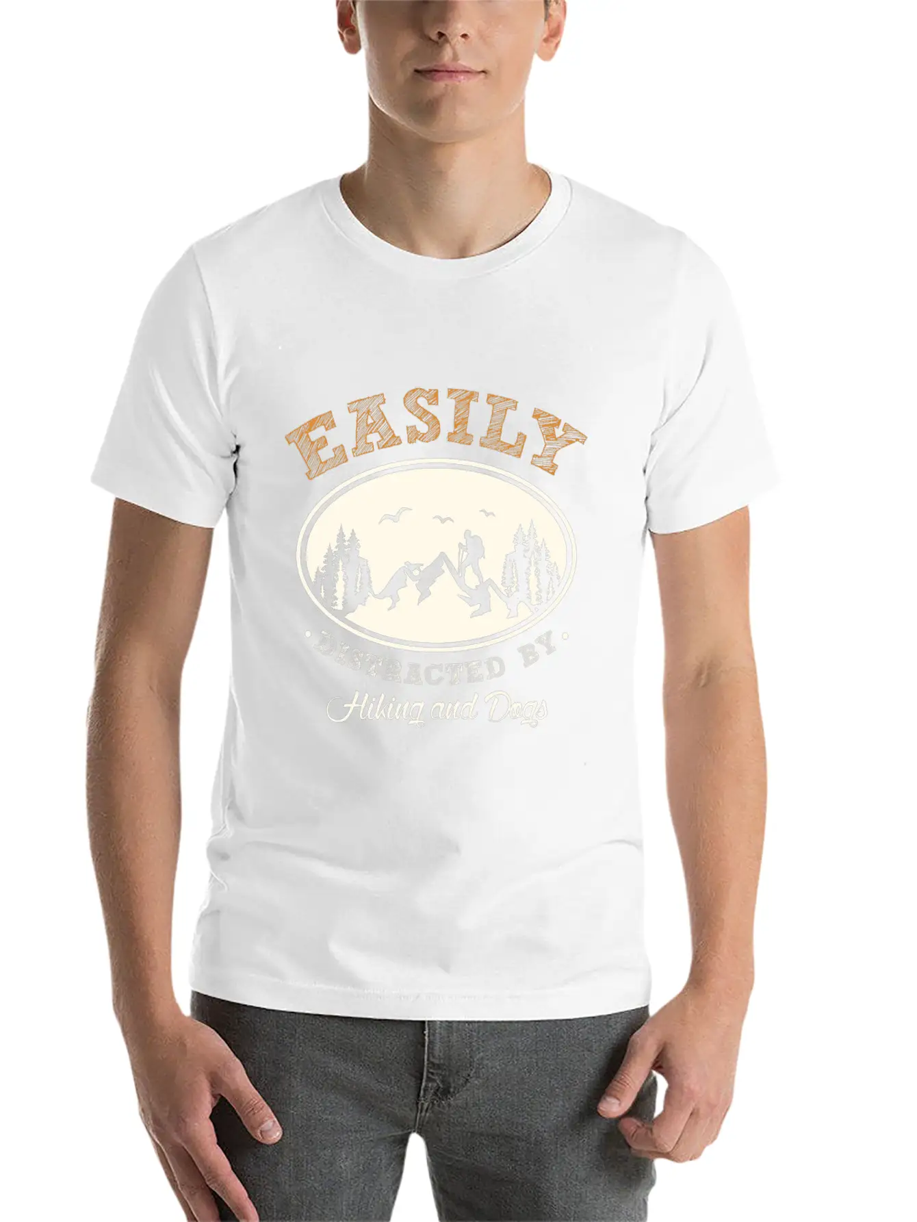 Funny Hiking Hiking With Dog Timeless Short Sleeve Tee – Comfy And Minimalist Design