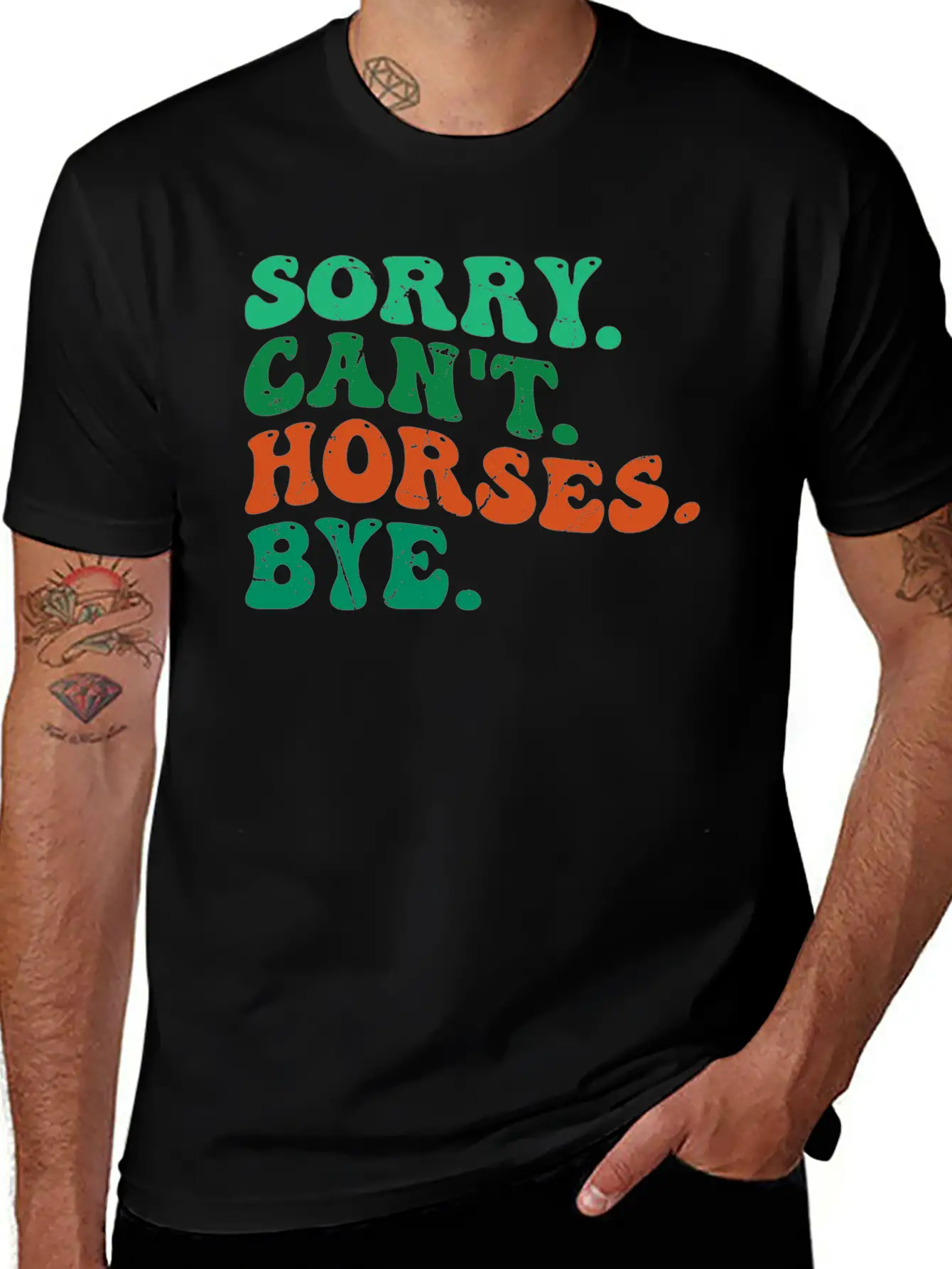Funny Horse Sorry Can't Horses Bye Breathable Graphic T-Shirt – Perfect For Casual Days