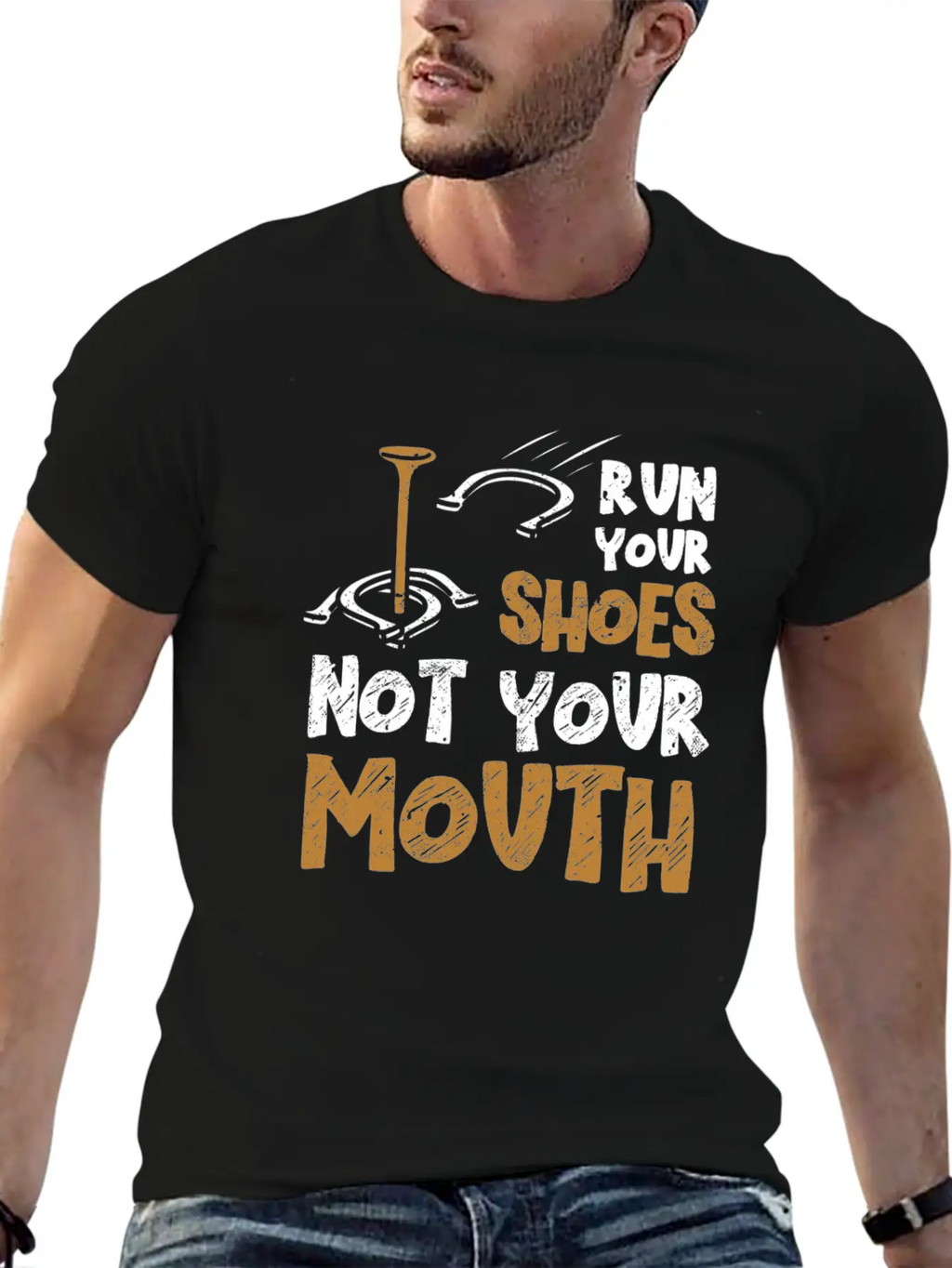 Funny Horseshoe Pitching Breathable Soft Cotton T-Shirt – Timeless Casual Look