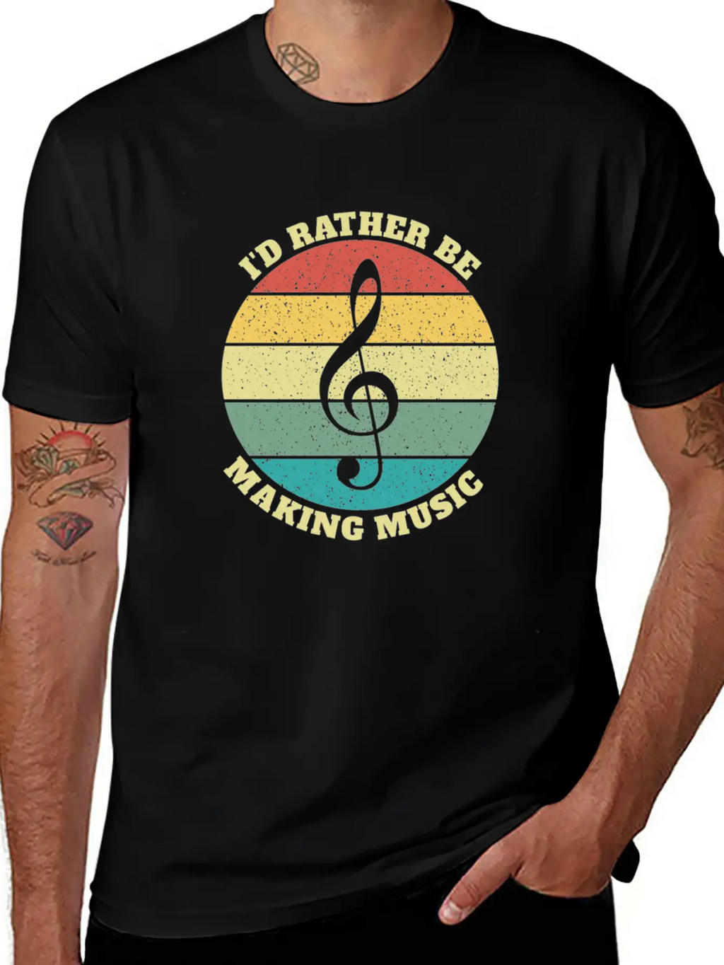 Funny I'd Rather Be Musician Musicians Retro Gift Stylish Everyday T-Shirt – Unisex Basic Cotton Tee