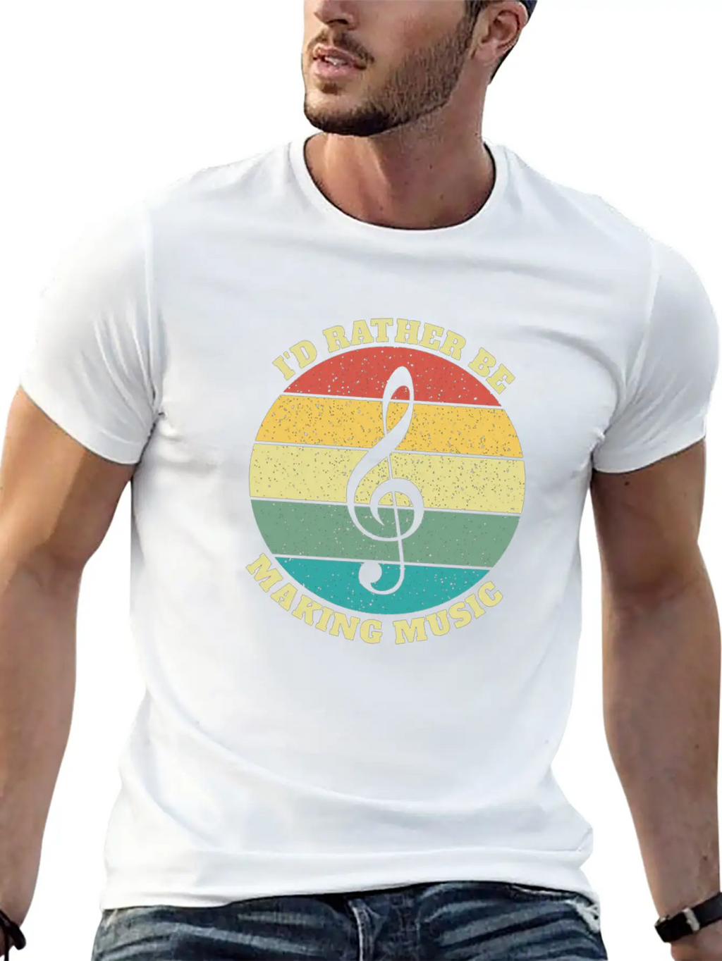 Funny I'd Rather Be Musician Musicians Retro Gift Stylish Everyday T-Shirt – Unisex Basic Cotton Tee