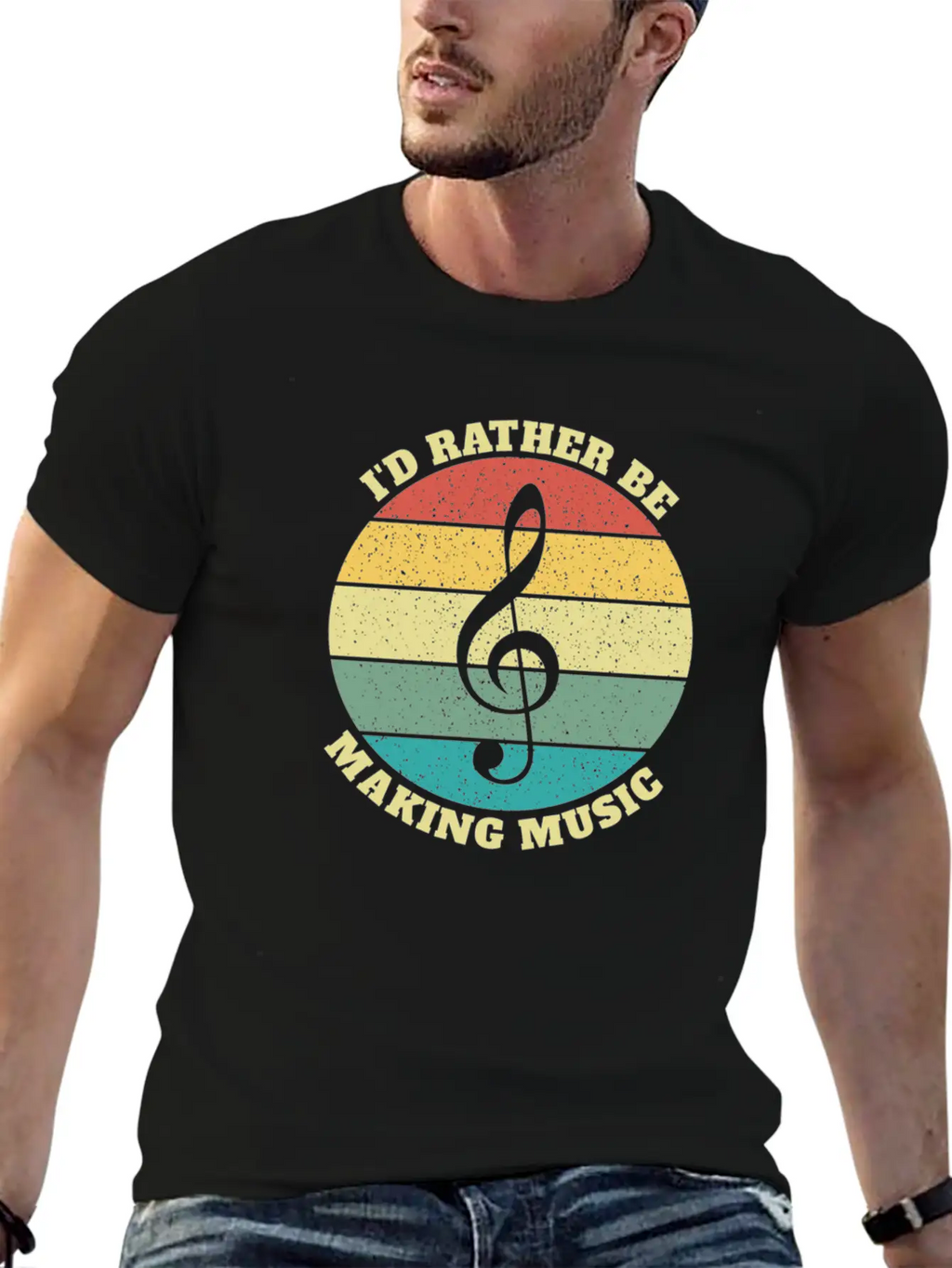 Funny I'd Rather Be Musician Musicians Retro Gift Stylish Everyday T-Shirt – Unisex Basic Cotton Tee
