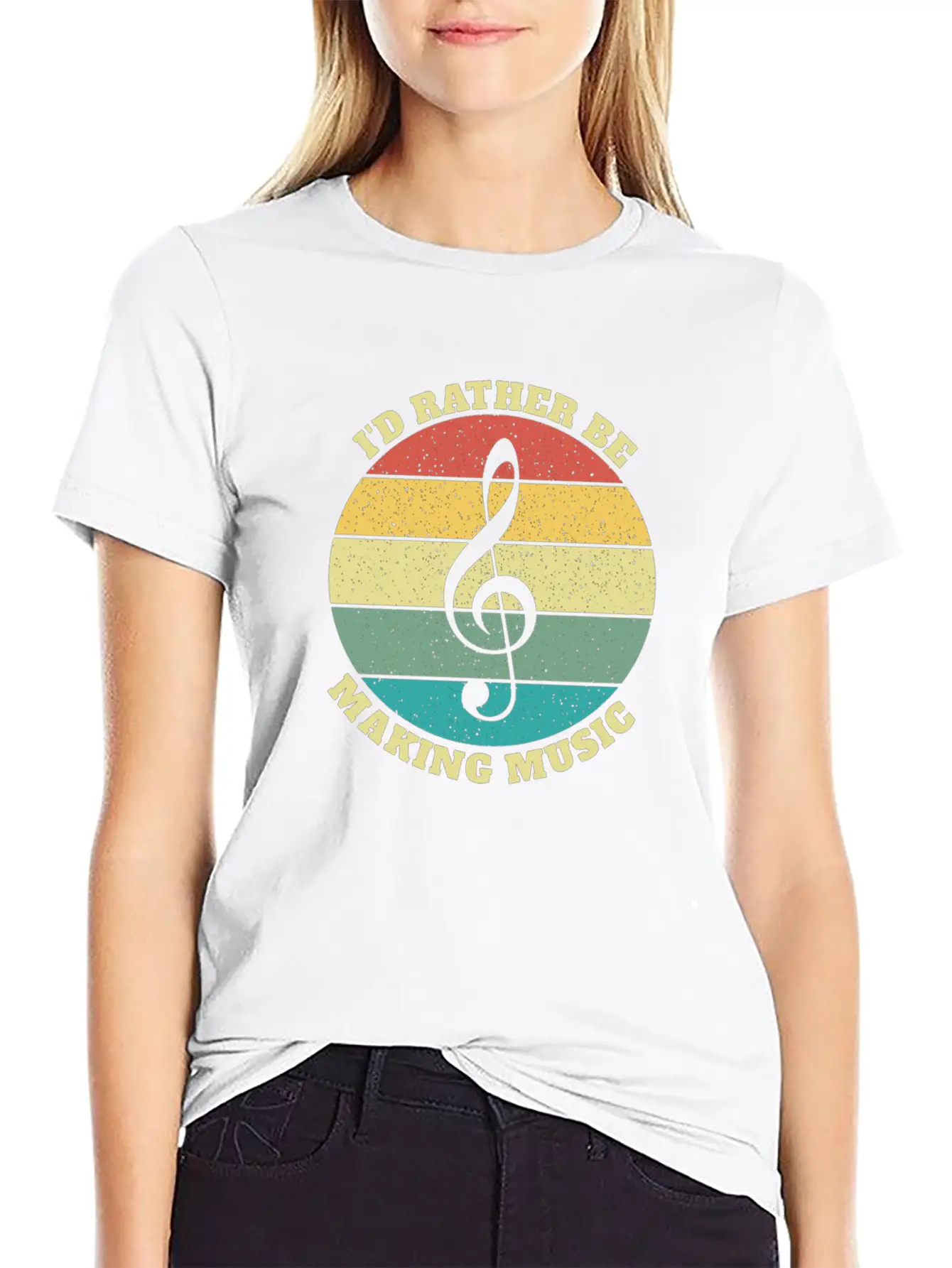 Funny I'd Rather Be Musician Musicians Retro Gift Stylish Everyday T-Shirt – Unisex Basic Cotton Tee