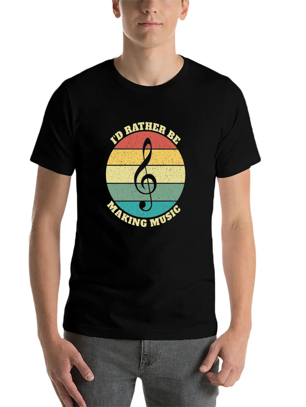 Funny I'd Rather Be Musician Musicians Retro Gift Stylish Everyday T-Shirt – Unisex Basic Cotton Tee
