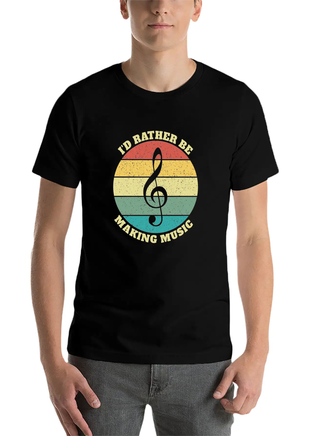 Funny I'd Rather Be Musician Musicians Retro Gift Stylish Everyday T-Shirt – Unisex Basic Cotton Tee