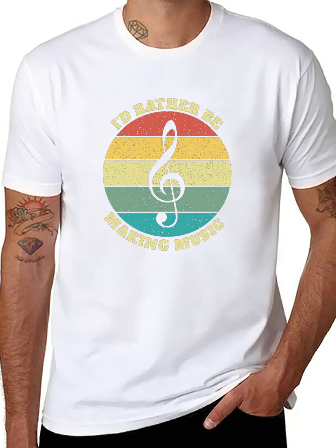 Funny I'd Rather Be Musician Musicians Retro Gift Stylish Everyday T-Shirt – Unisex Basic Cotton Tee