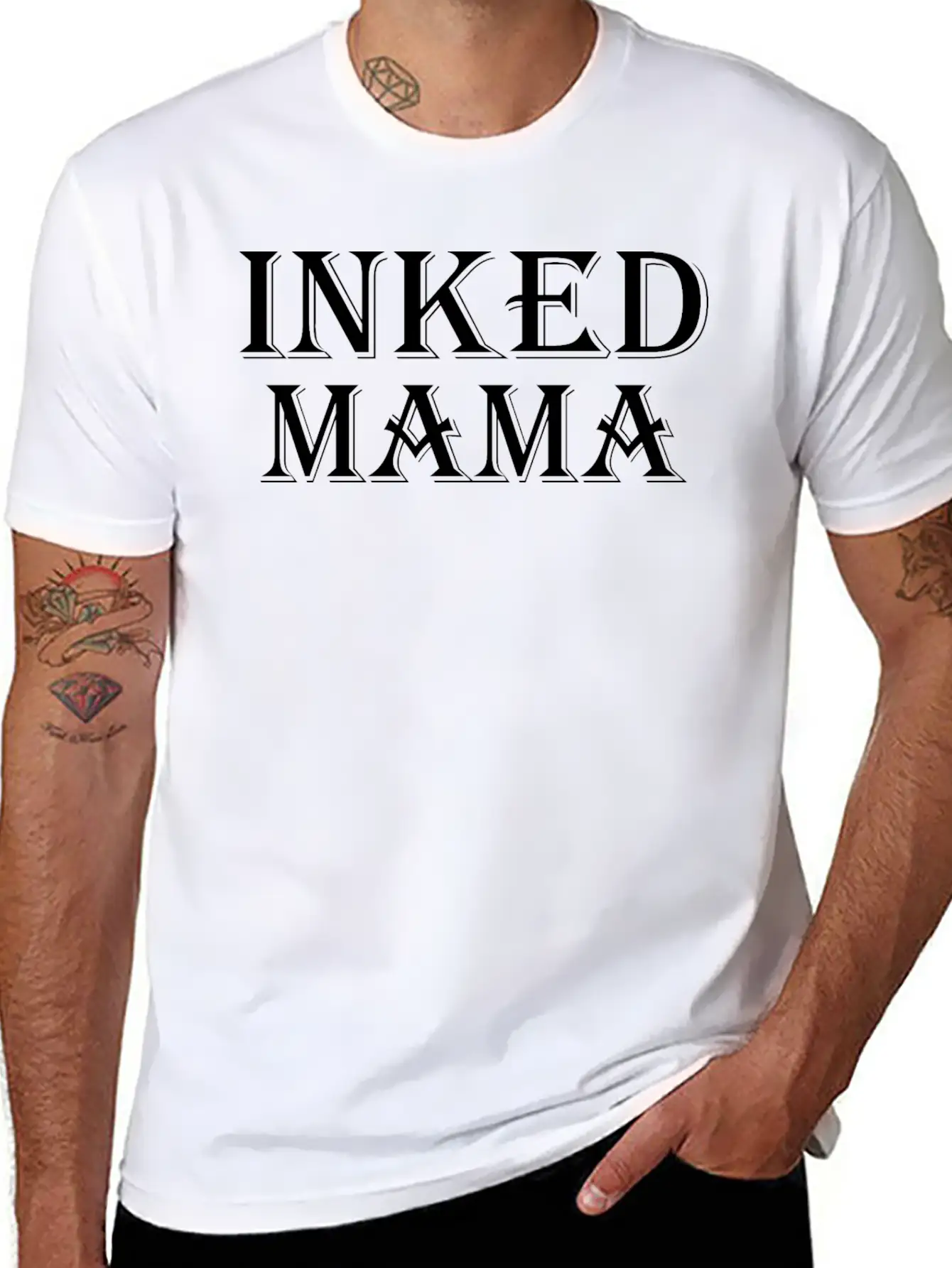 Funny Inked Mama Apperal, Tattoo, Mothers Day Essential Cotton Tee For Daily Outfits – Unisex Style