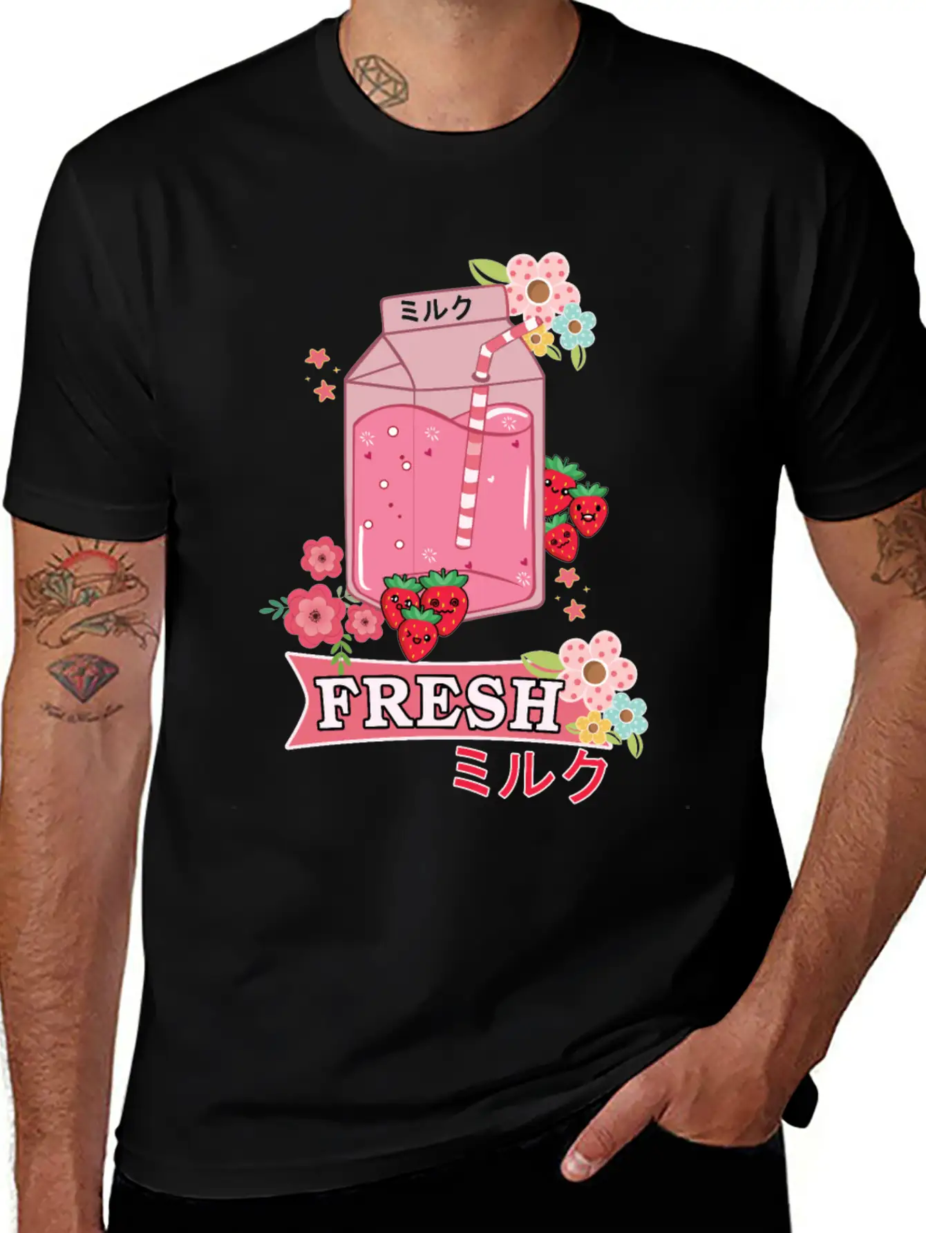 Funny Kawaii Anime Japanese Fresh Strawberry Milk Classic Cotton Tee – Unisex Comfort For Any Season
