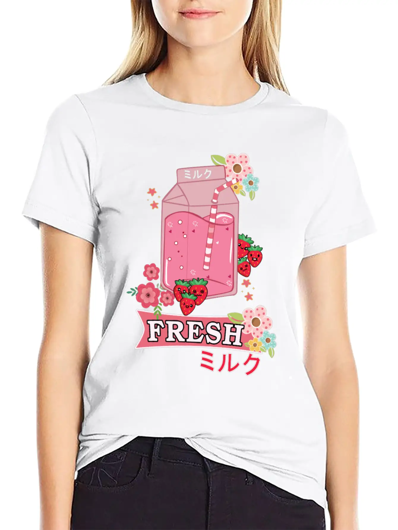 Funny Kawaii Anime Japanese Fresh Strawberry Milk Classic Cotton Tee – Unisex Comfort For Any Season